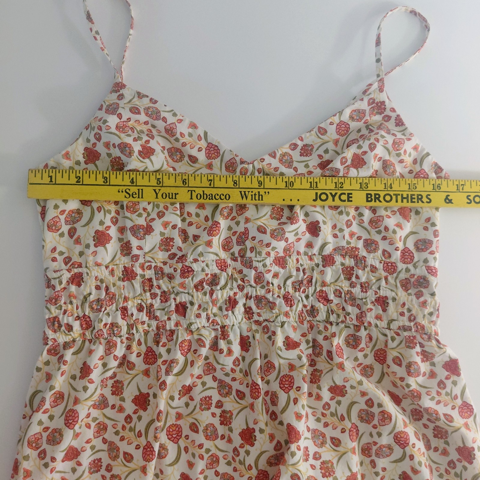 OLD NAVY Cream Floral Smocked Cami Midi Dress SZ M Cottage Core Buttermom Cotton