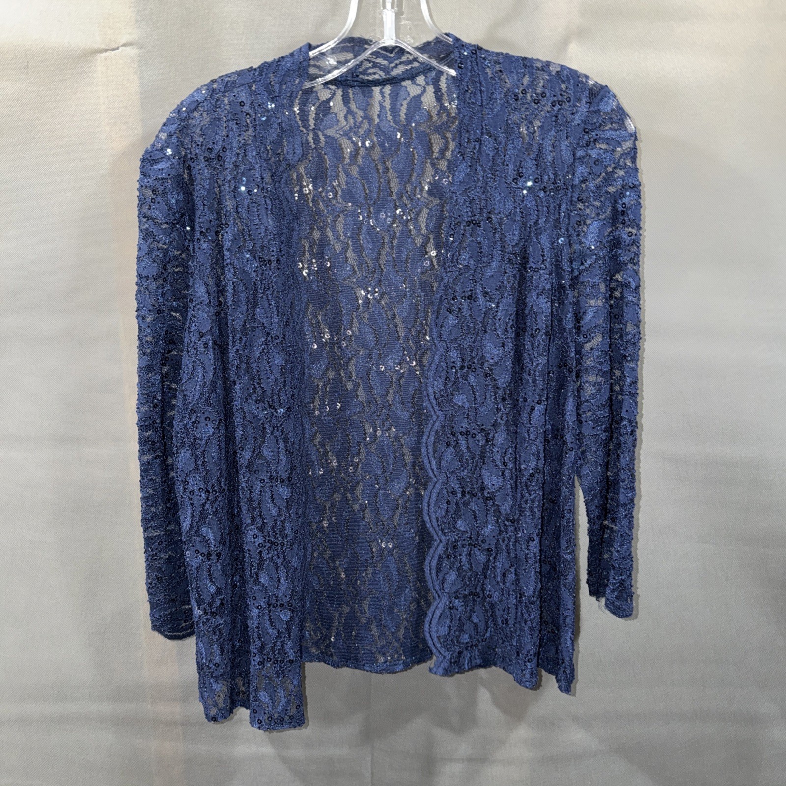 Alex Evenings Dress With Jacket Midi Length Sequin Lace Size 8 Blue Approx 40” L