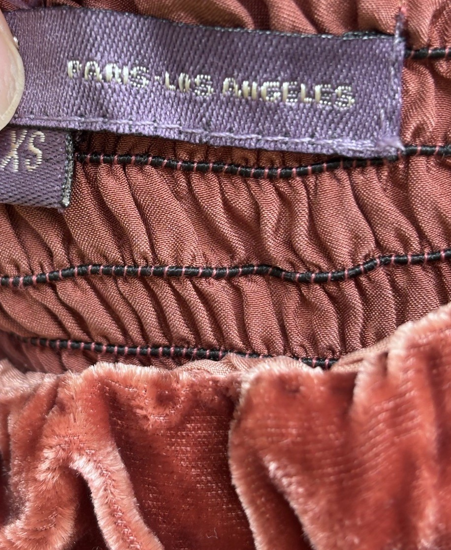 RARE Vintage Hale Bob 100% Silk Mesh Babydoll Velvet Burnout Maroon Dress Sz XS