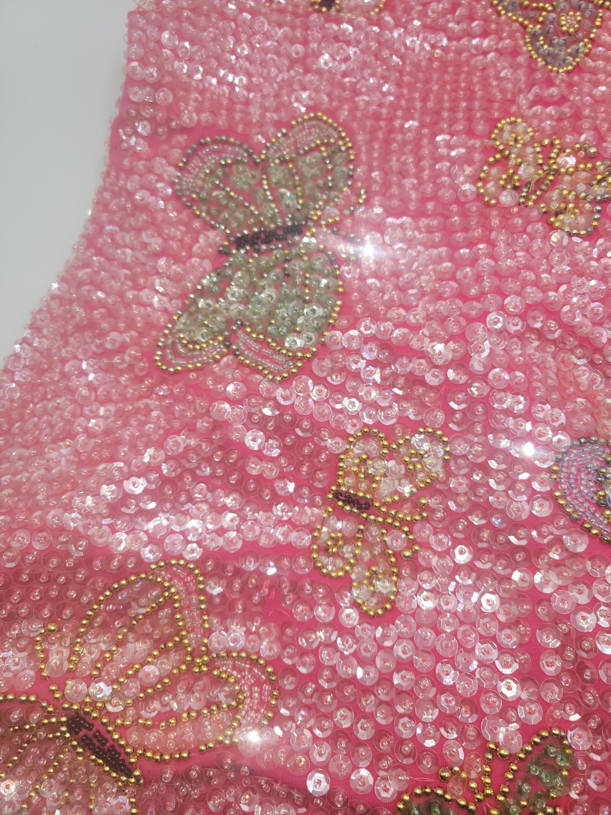 Little Attitudes Beautiful Hand Sewn Sequin Pink Butterfly Dress Size 14