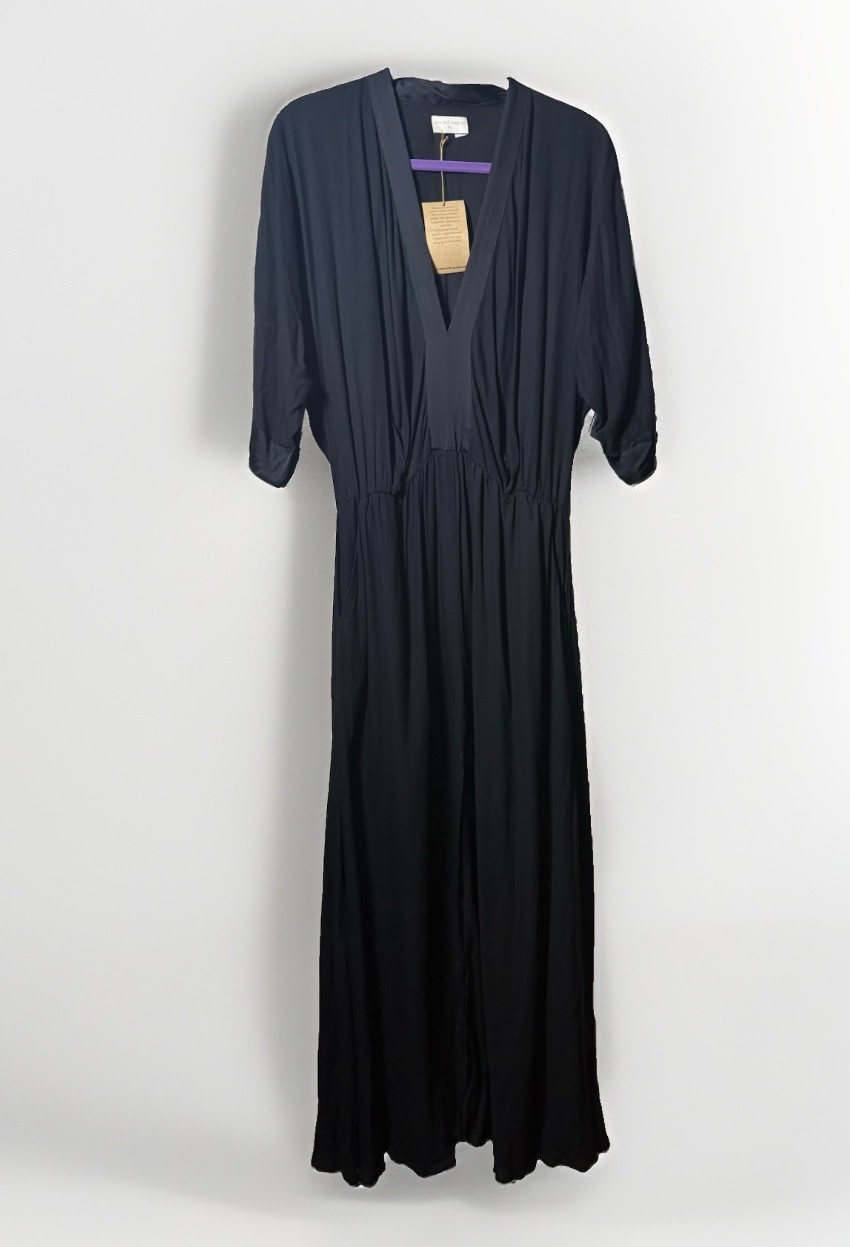 Uma and Leopold Black Maxi Dress XL Resort Wear Flowy Elegant Minimalist Modern