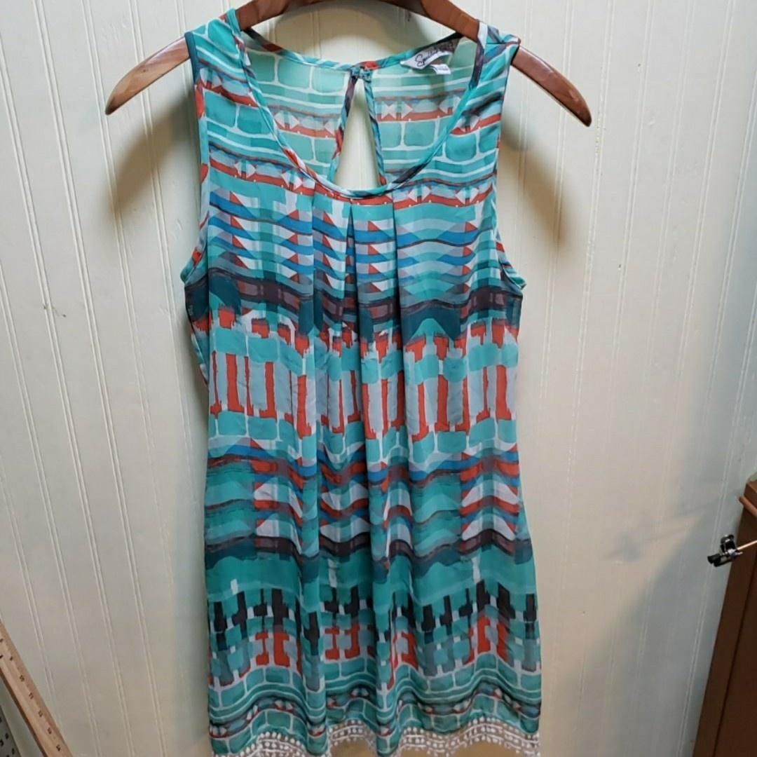 Speechless Dress Juniors 9 Multicolor Geometric Sleeveless Round Neck Sundress