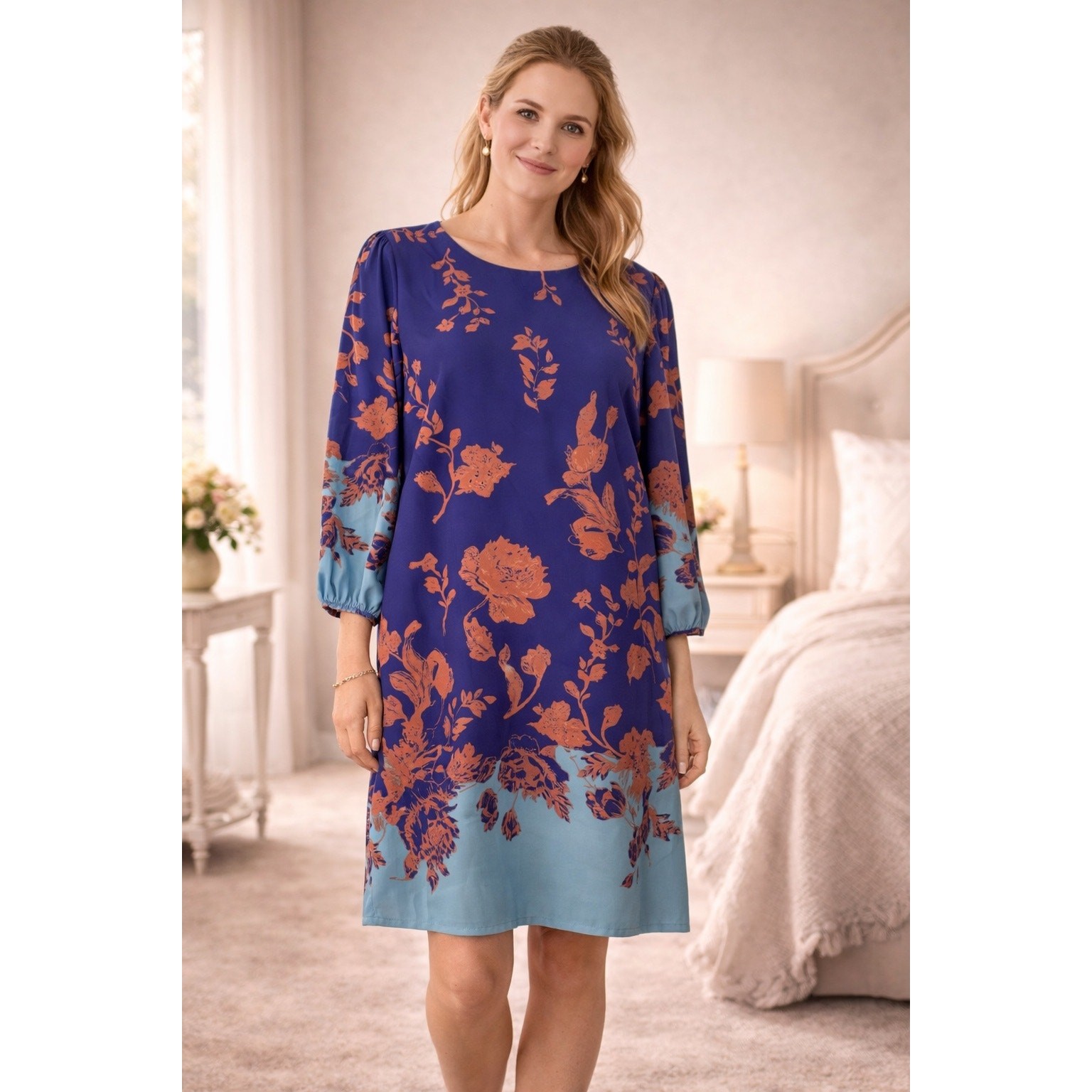 Bow & Arrow Downtown Coquette Boho Hippie CottageCore Blue Floral Sheath Dress
