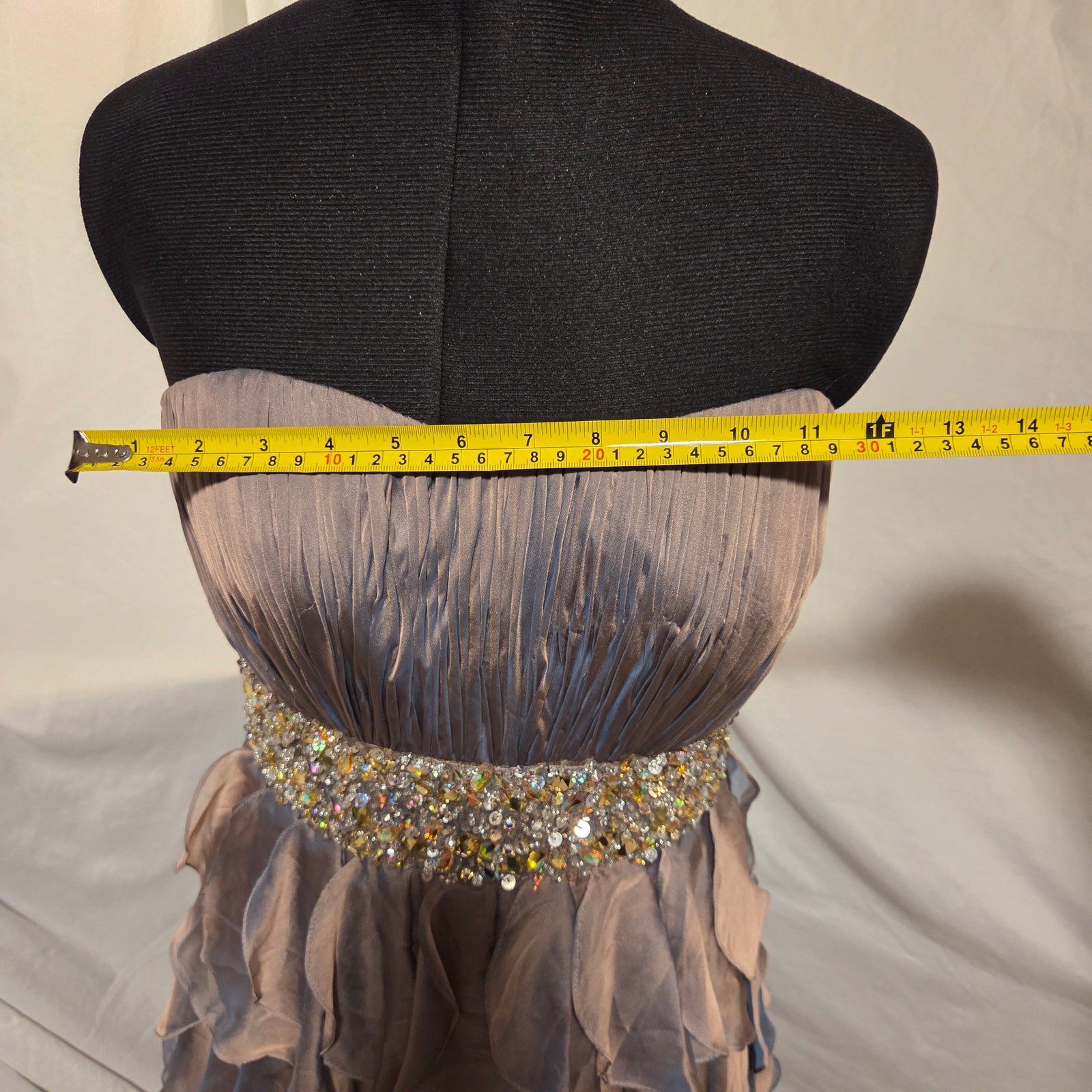 Jovani Strapless Beaded Waist Ruffle Prom Evening Gown Dress Size 12