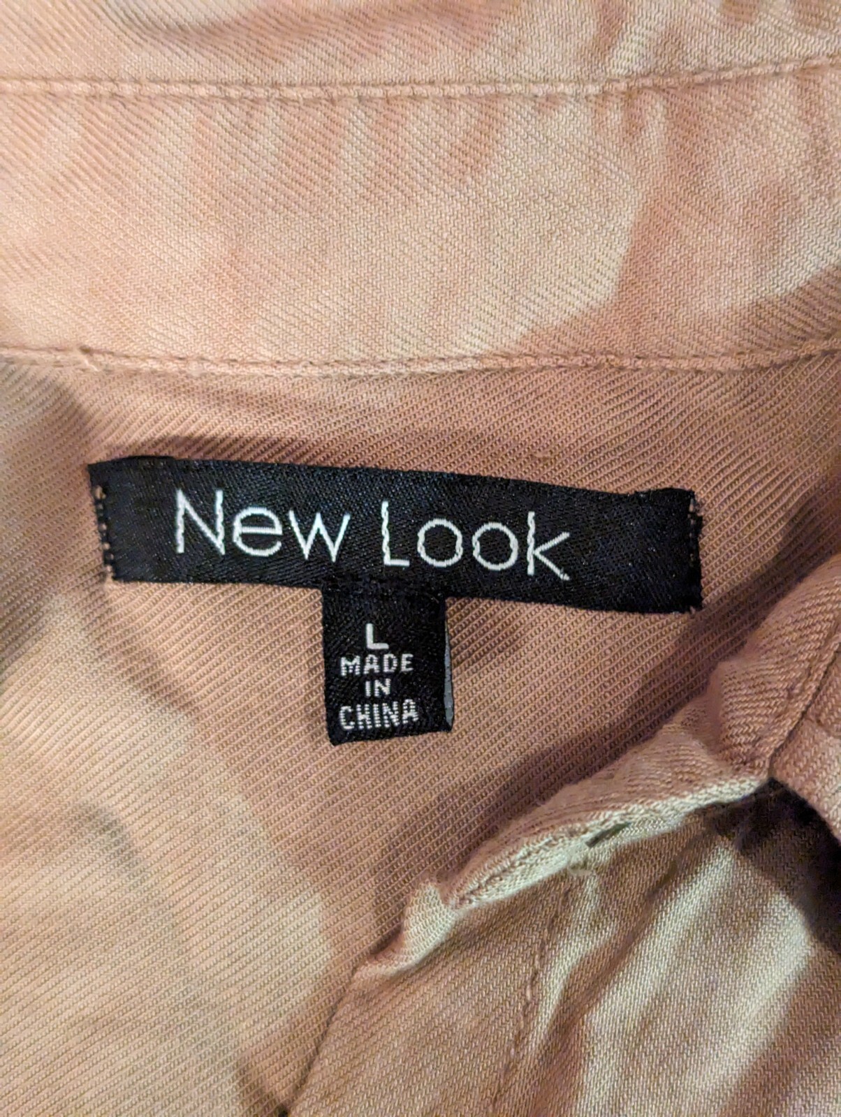 New Look tan button down L dress adjustable 3/4 to long sleeve