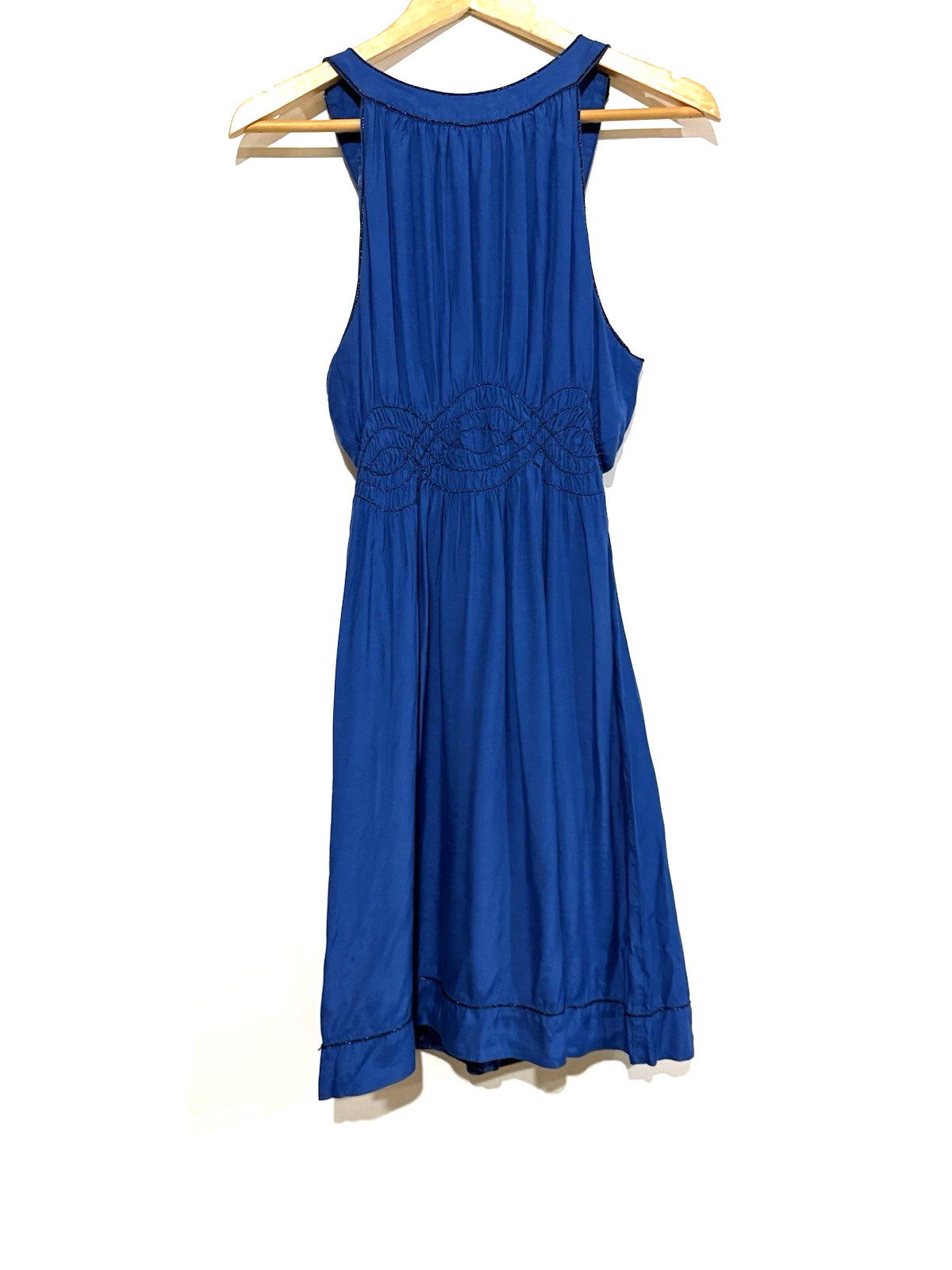Studio M Knee Length Dress Beaded Stretch Waist Pleats Size L Festival Wedding