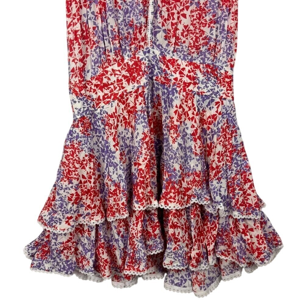 Poupette St Barth Mini Dress Womens Sz M Multicolor Floral Sundress Boho Beach