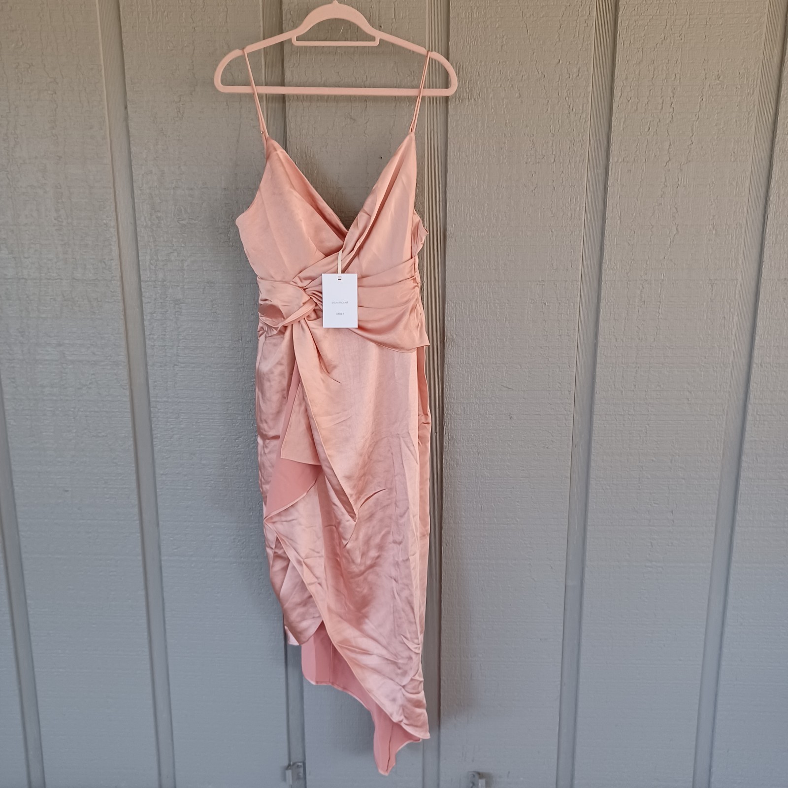 Significant Other Elise Satin Midi Dress Size 10 Wedding Guest Surplice V Neck