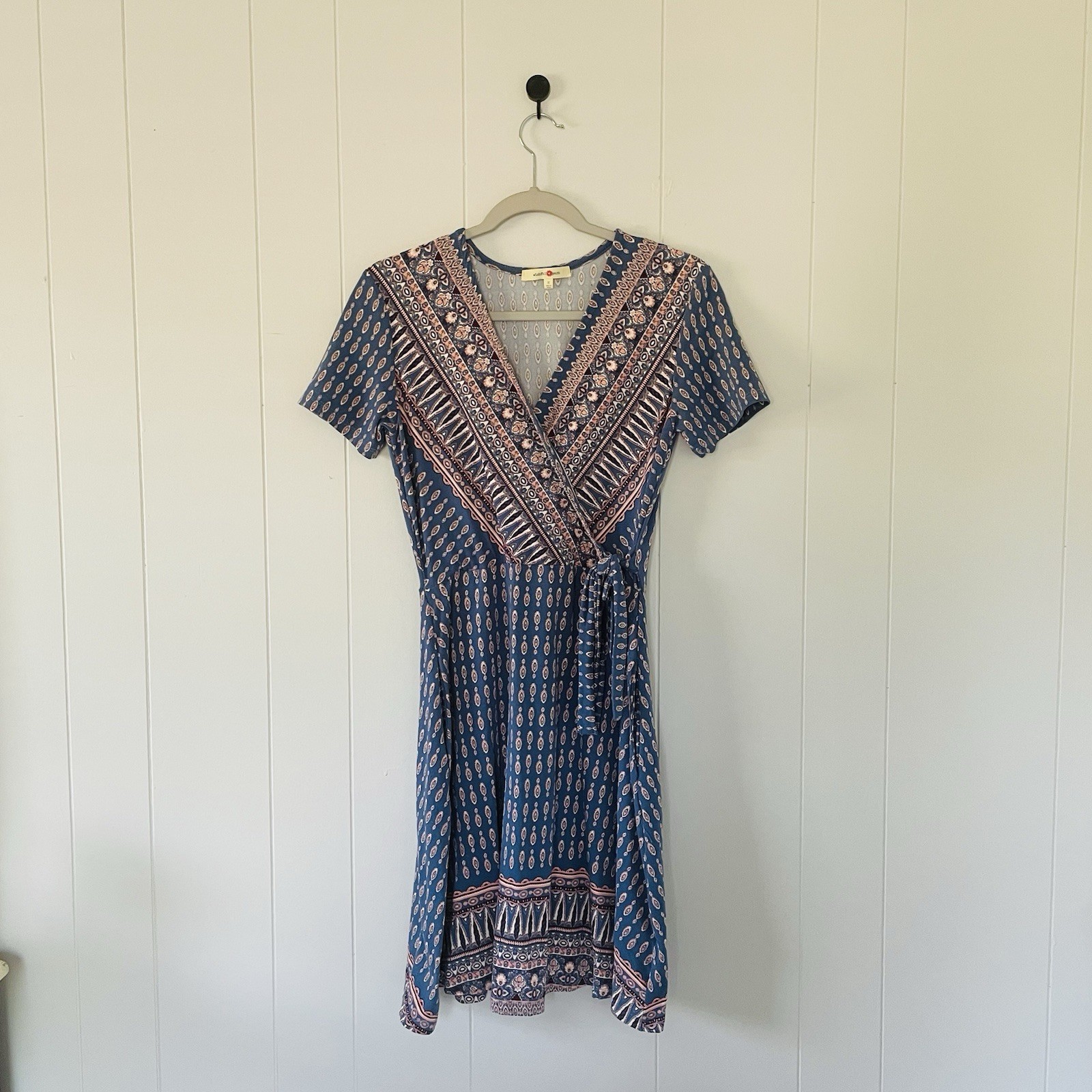 Wishful Park Women’s Boho Blue Wrap Midi Dress