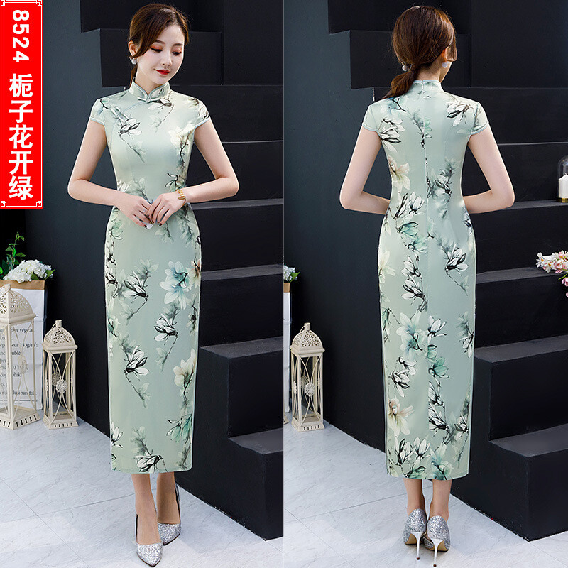 Long Cheongsam Fashion Improved Chinese Style Dress Slim Daily Cheongsam