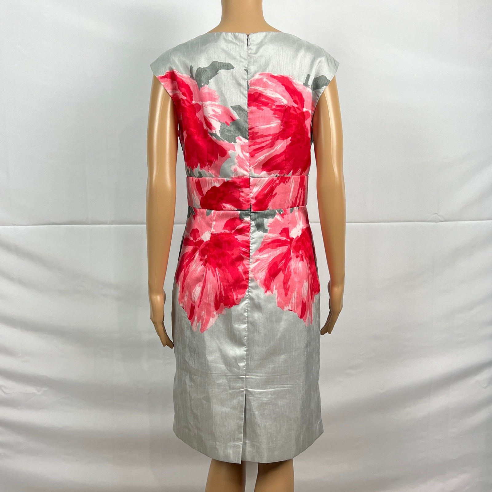 SD Collection Size 6 Silver Gray Pink Floral Print Sheath Party Cocktail Dress