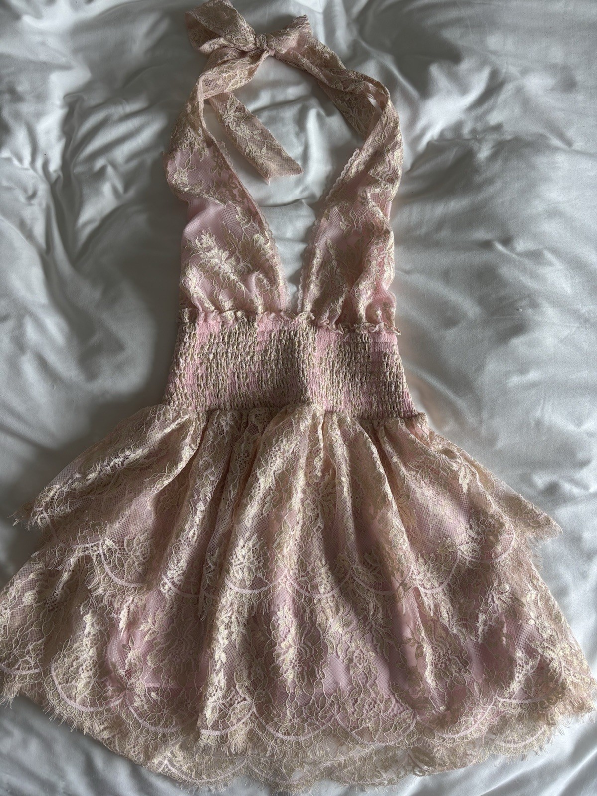 Love Shack Fancy Women’s Pink And Gold Dress Size small