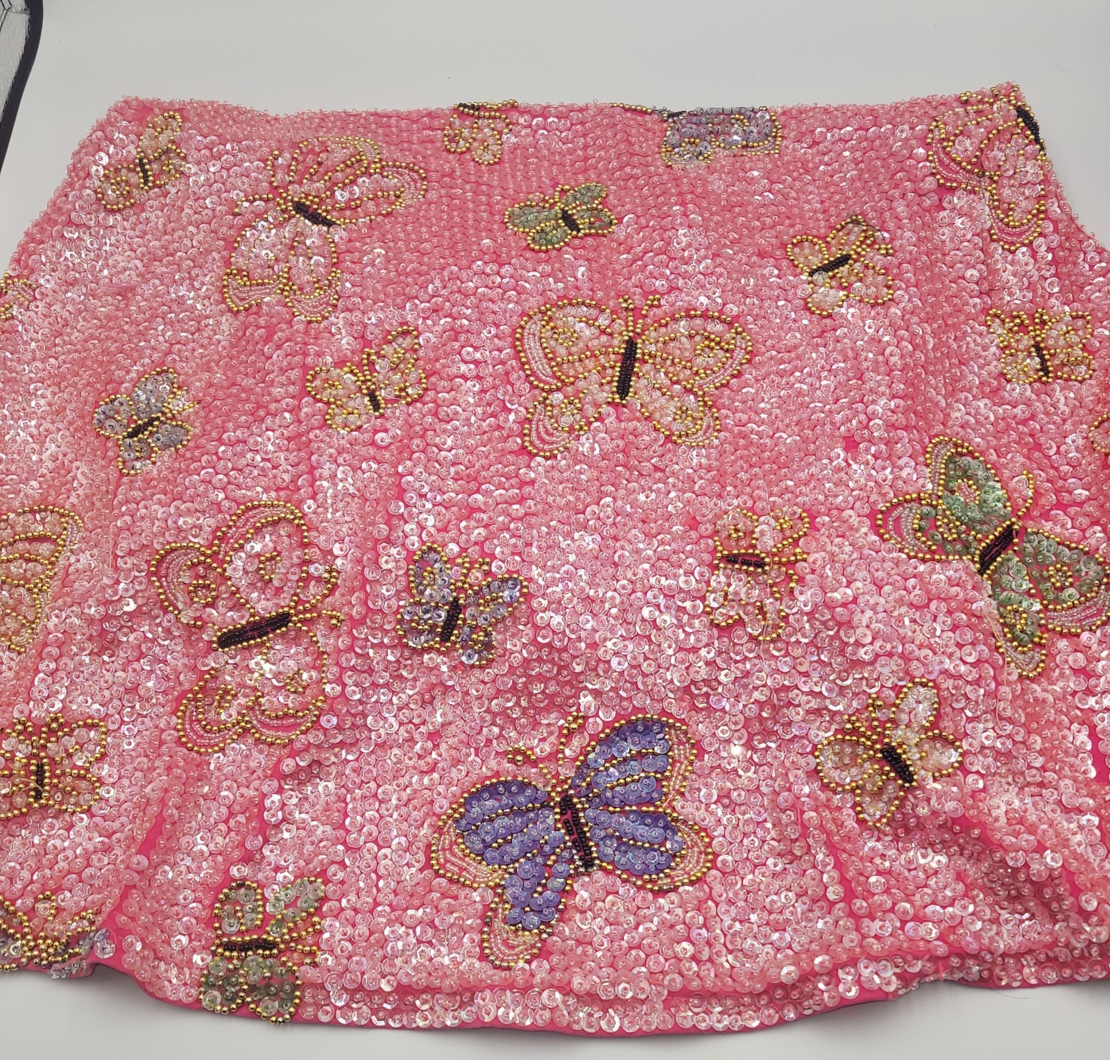 Little Attitudes Beautiful Hand Sewn Sequin Pink Butterfly Dress Size 14