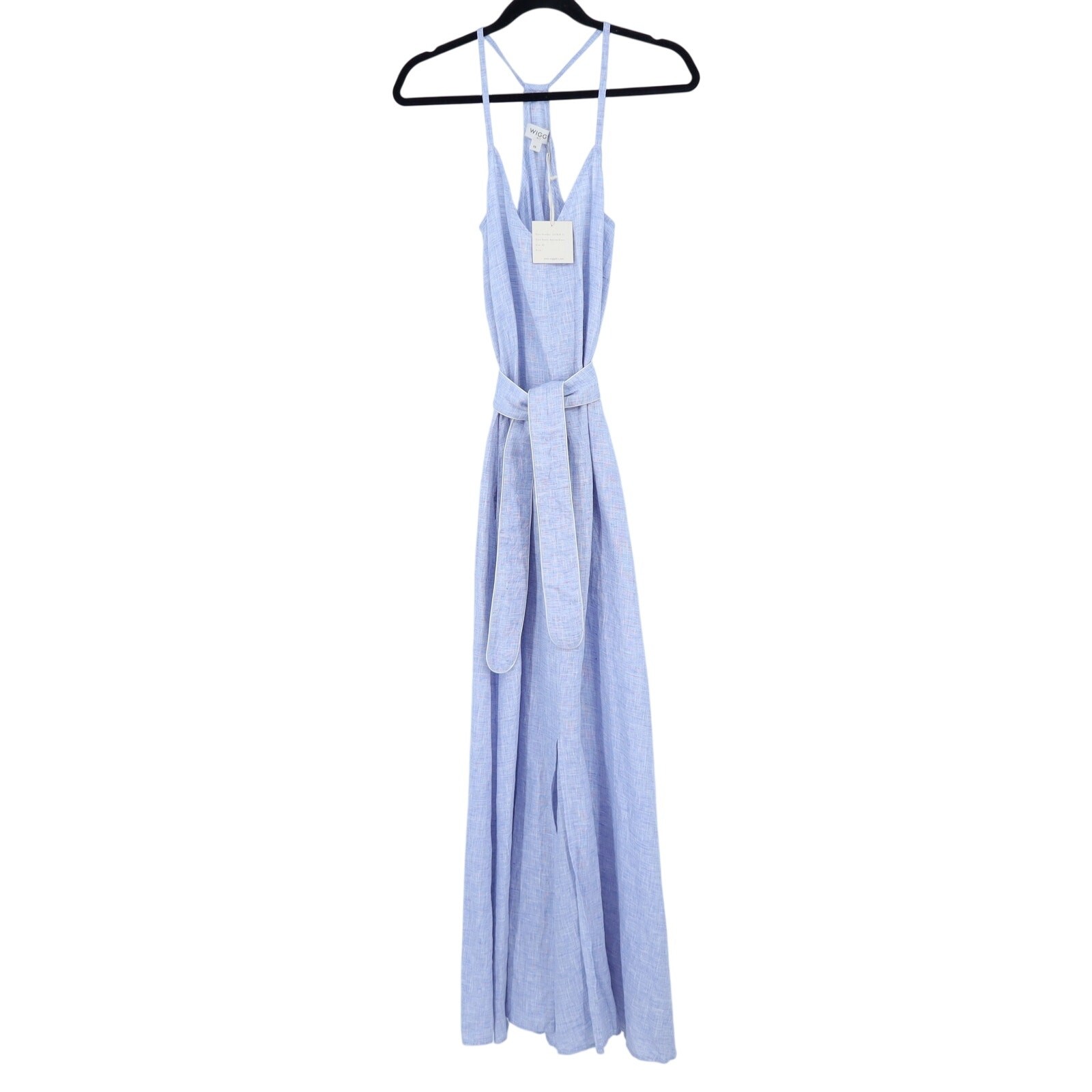 Wiggy Kit Marina Dress Linen Belted Maxi Sundress Light Blue NWT Women’s XS