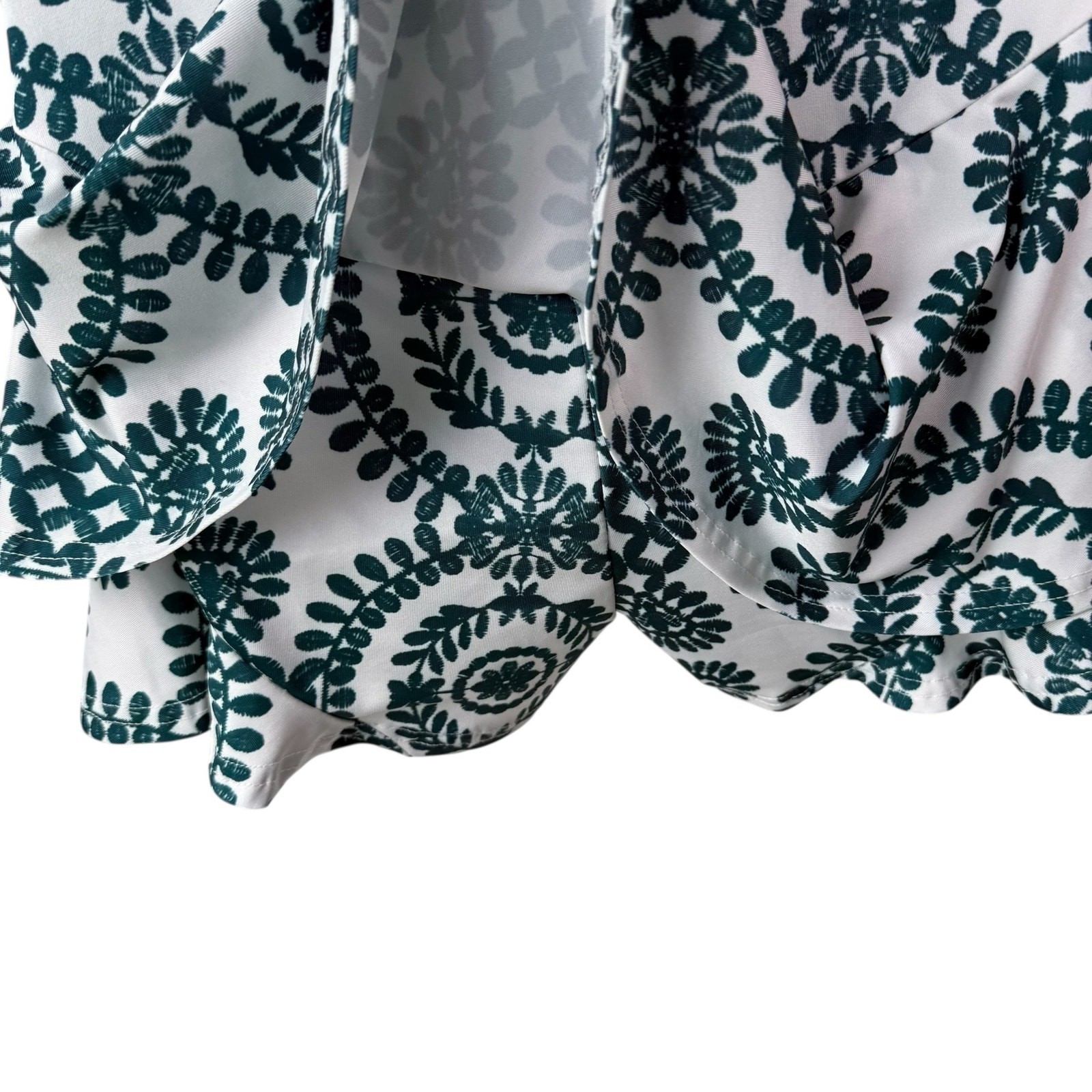 Womens Backless Halter Romper Small White Green Floral Print Ruffle Resort READ