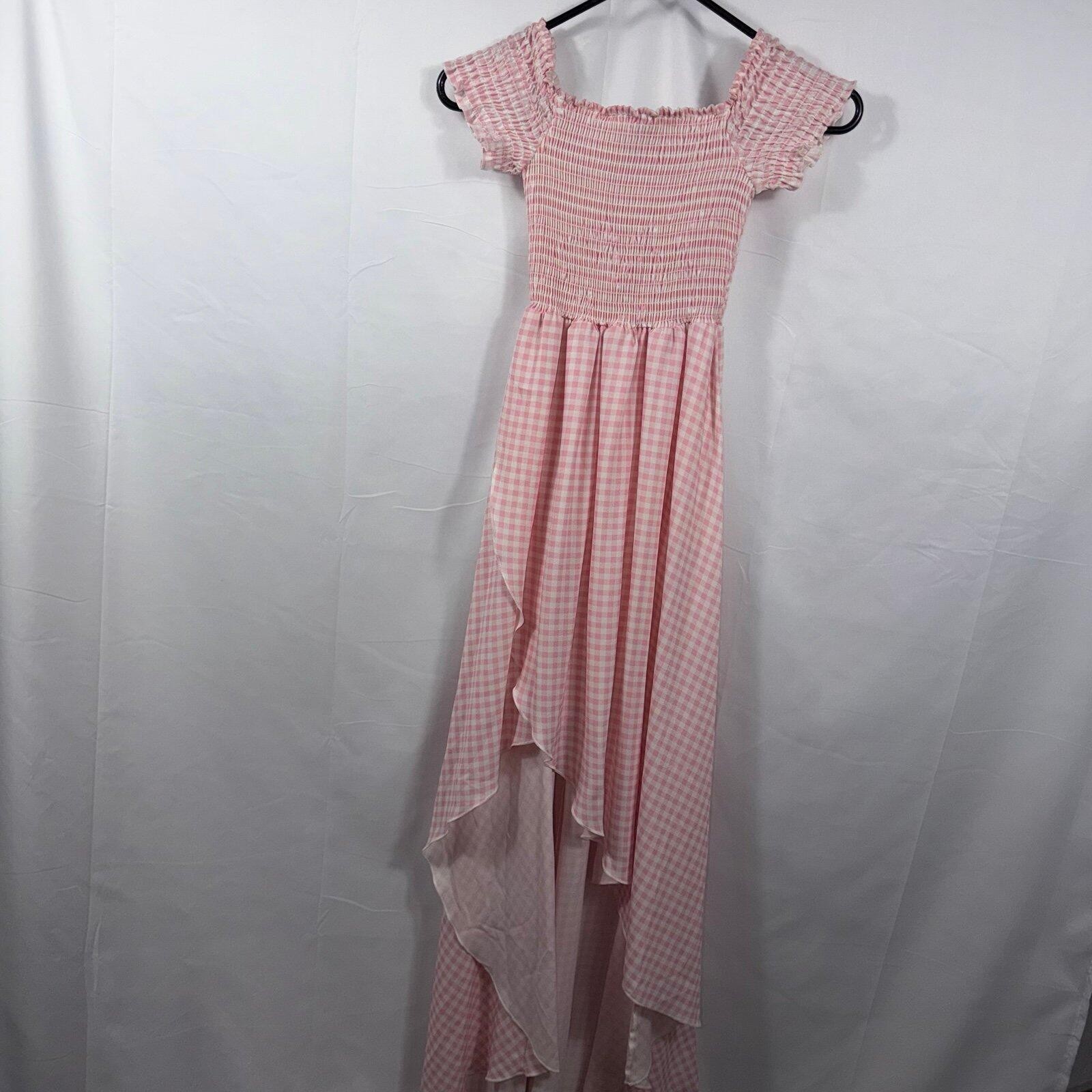 Show Me Your Mumu Pink Gingham High Low Maxi Dress Size Small