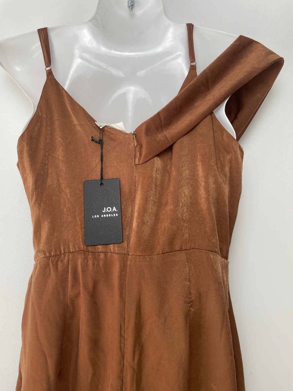 J.O.A Rust Orange Brown Satin Spaghetti Strap Midi Dress Women Sz Medium Party