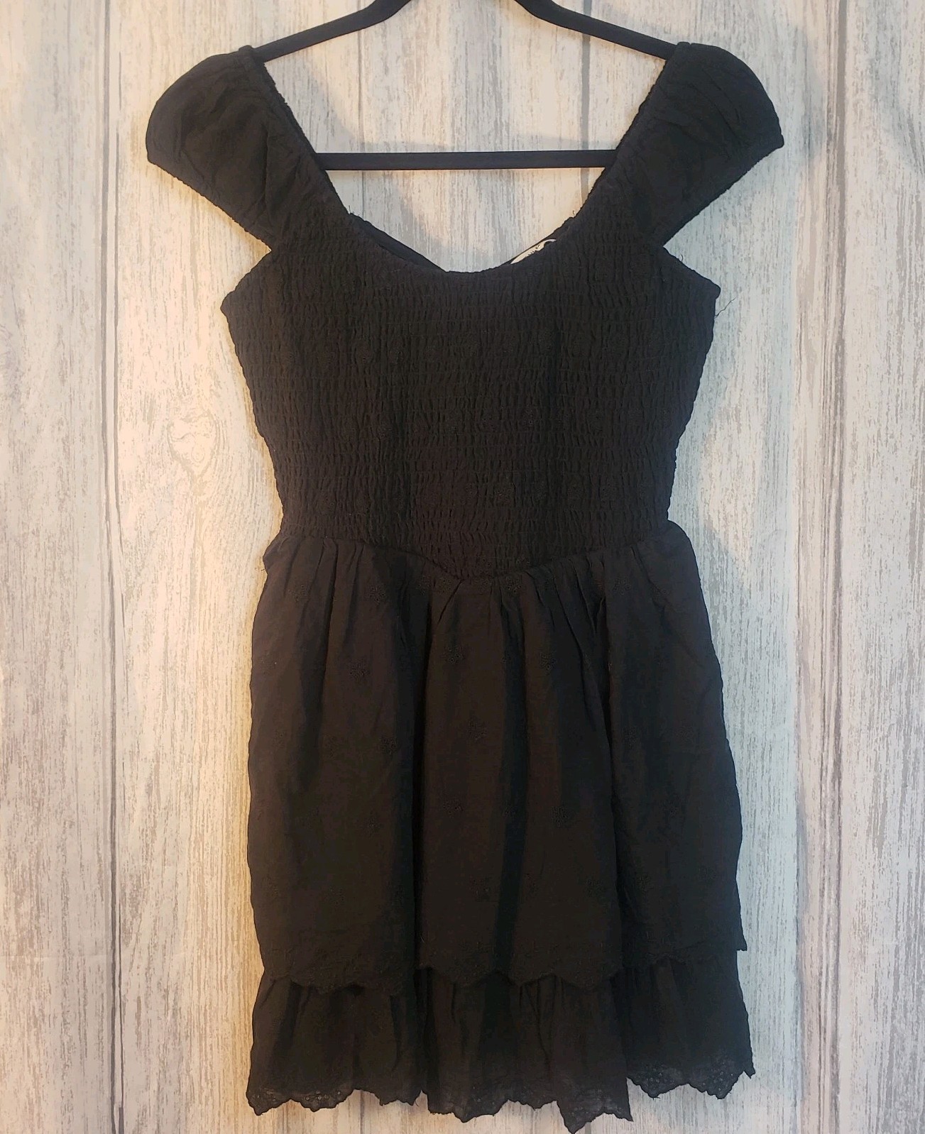 American Eagle Dress Womens Small Black Puff-Sleeve Classic Preppy