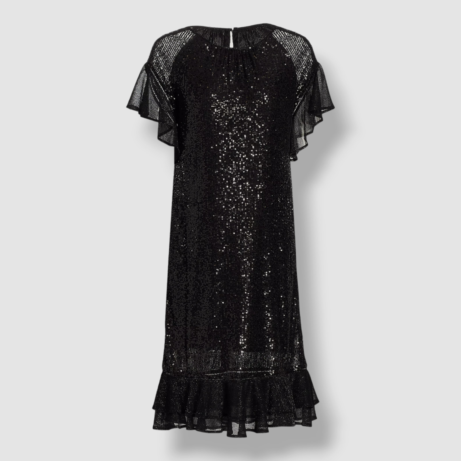 $1495 Talbot Runhof Women’s Black Metallic Ruffle Sequin Dress Size 4