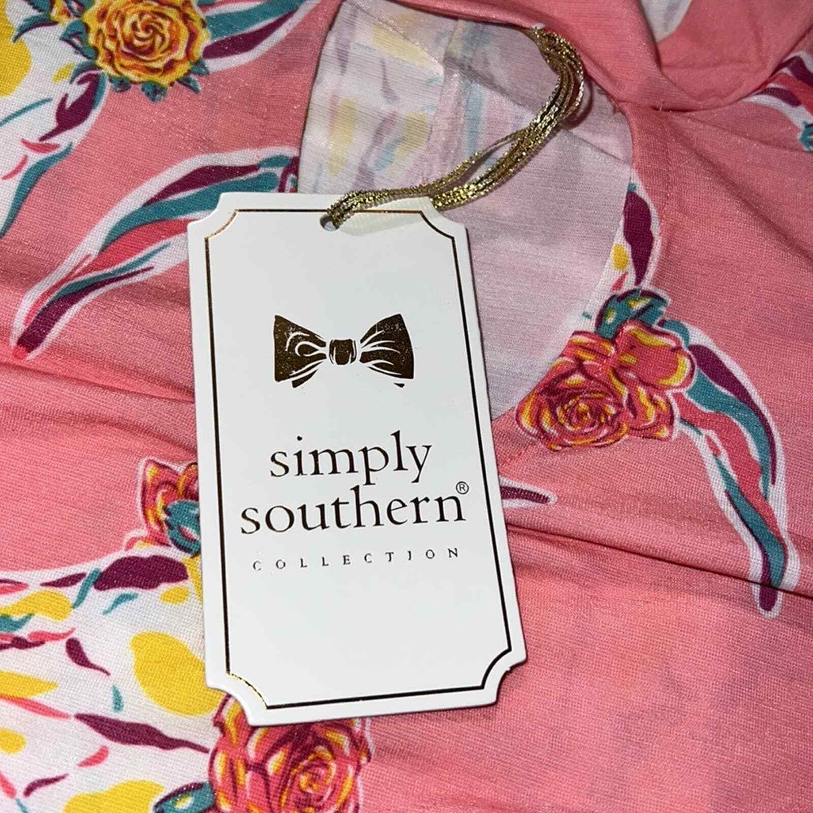 Simply Southern small sleeveless trapeze dress pink cow skulls purple tassels