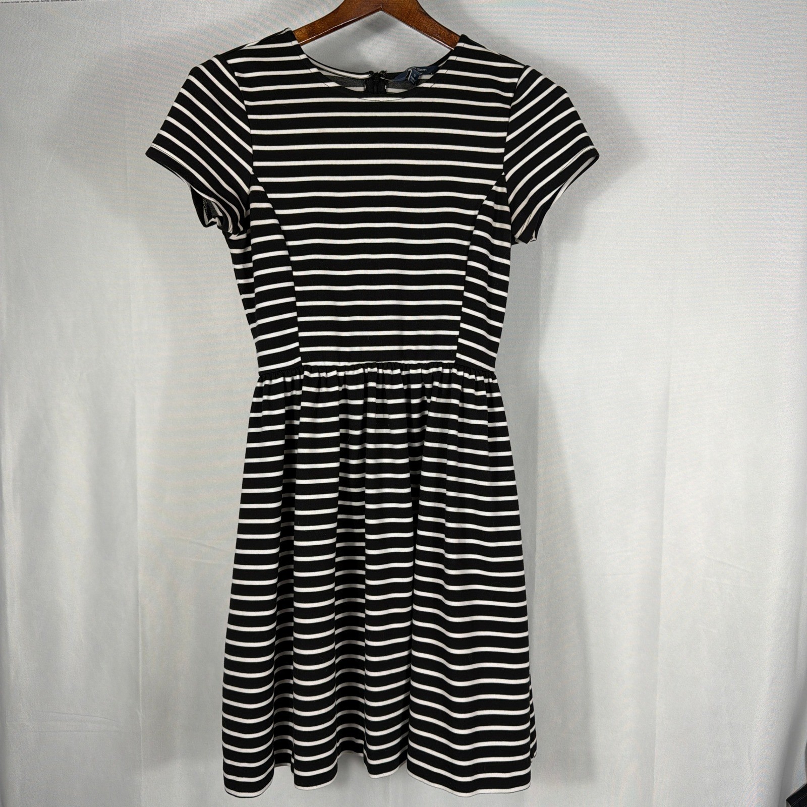 Peter Som for DesigNation Striped Fit and Flare Knit Dress Black White Small