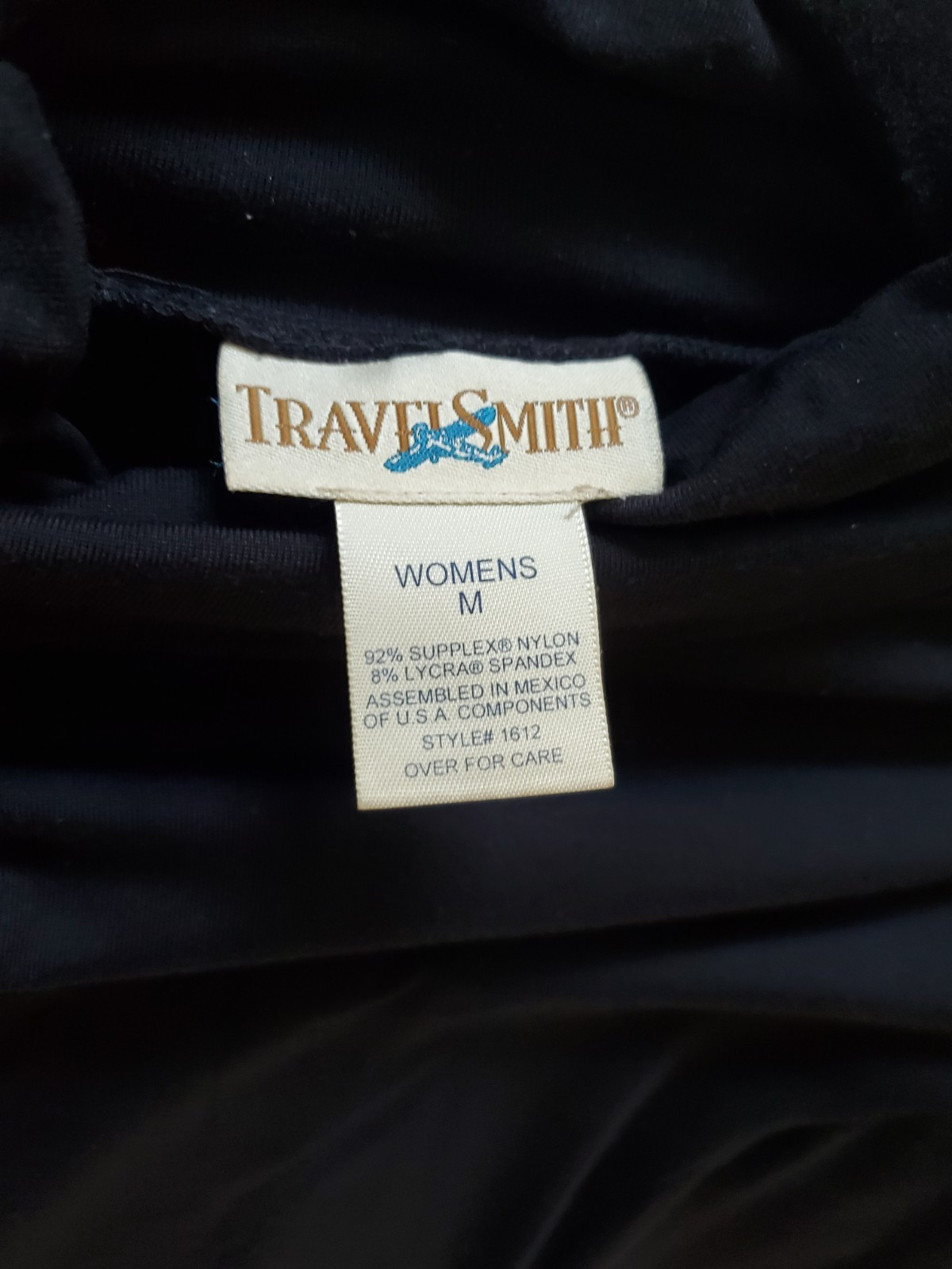 TravelSmith Maxi Dress Long Sleeve Mock Turtleneck Stretch Knit Modest Black M