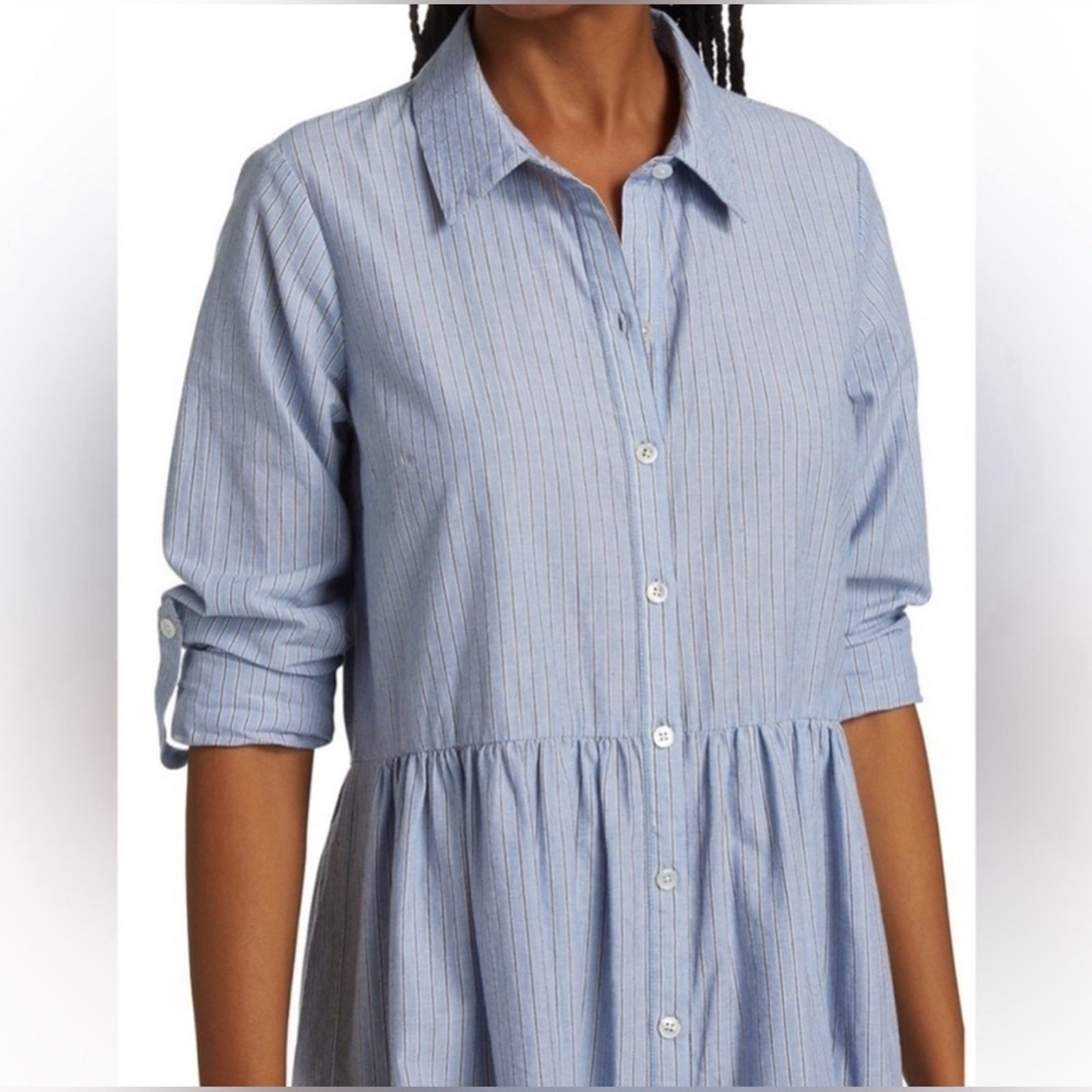 VERONICA BEARD Jemila Tiered Cotton Mini Shirt Dress