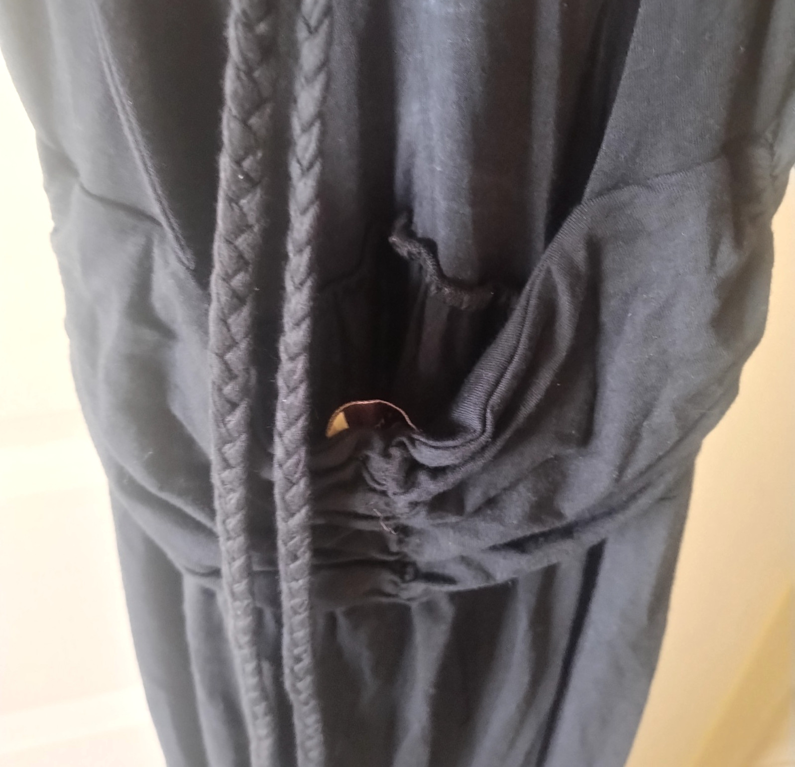 NWOT ELLA MOSS Long Black Halter MAXI Dress ROPE Detail Ruched SIZE S