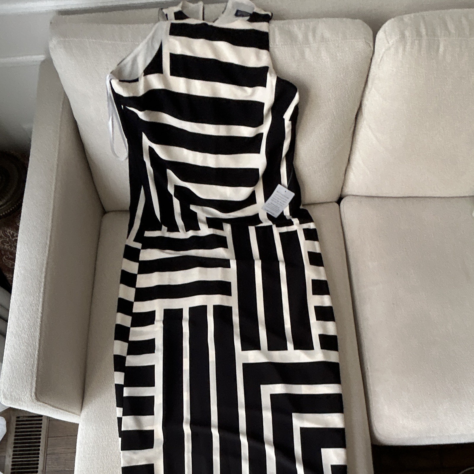 Donna Morgan NWT Black White Geometric Print Sleeveless Maxi Dress Size 6