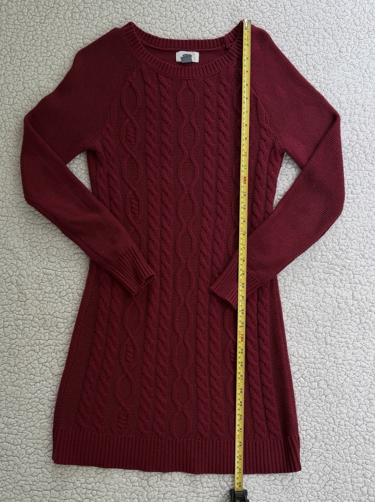 Old Navy Women’s Sweater Dress Cableknit Crimson Red Maroon Size Small EUC S