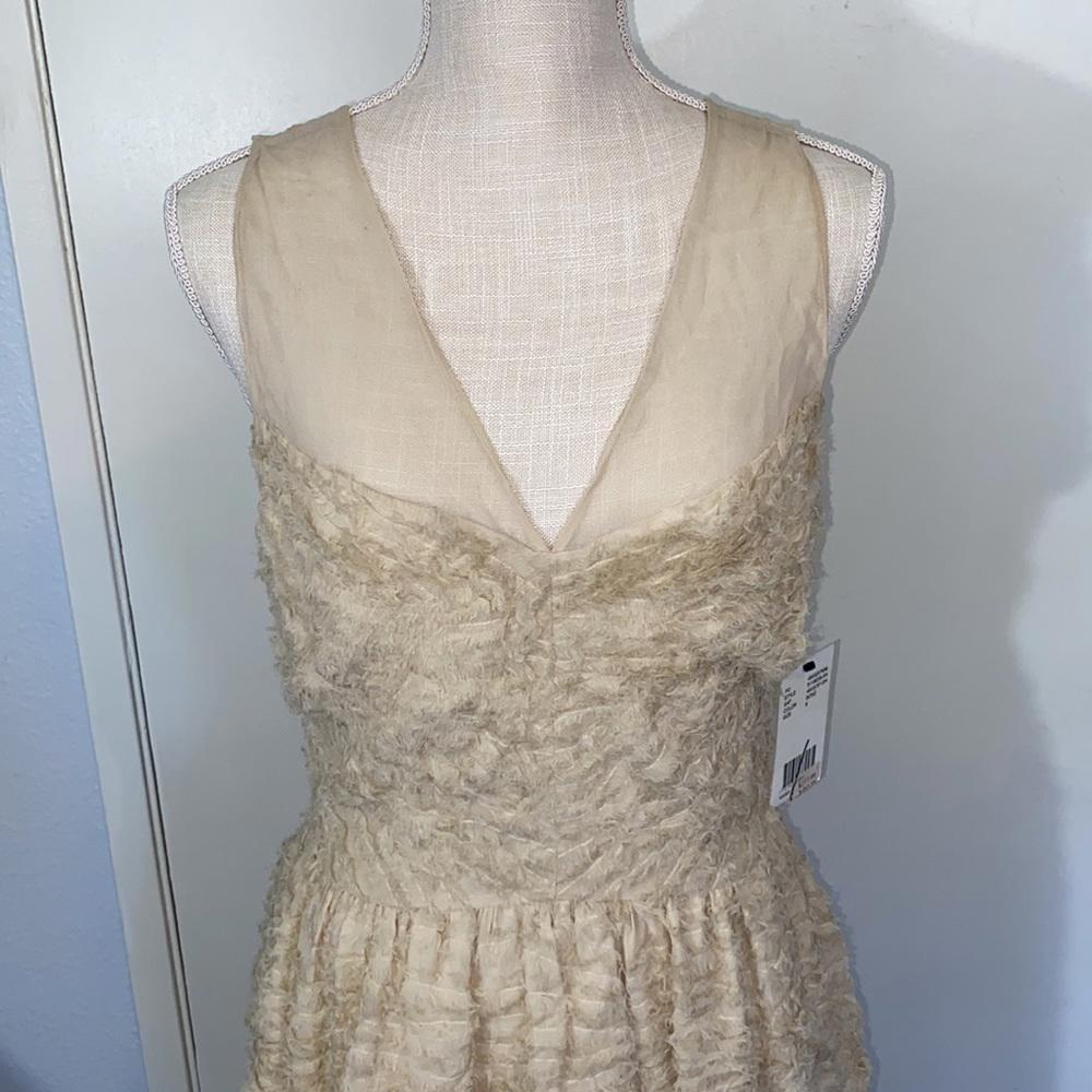 NWT Robert Rodriguez Knee Length Midi Dress Womens Tan Off White Bone Size 8