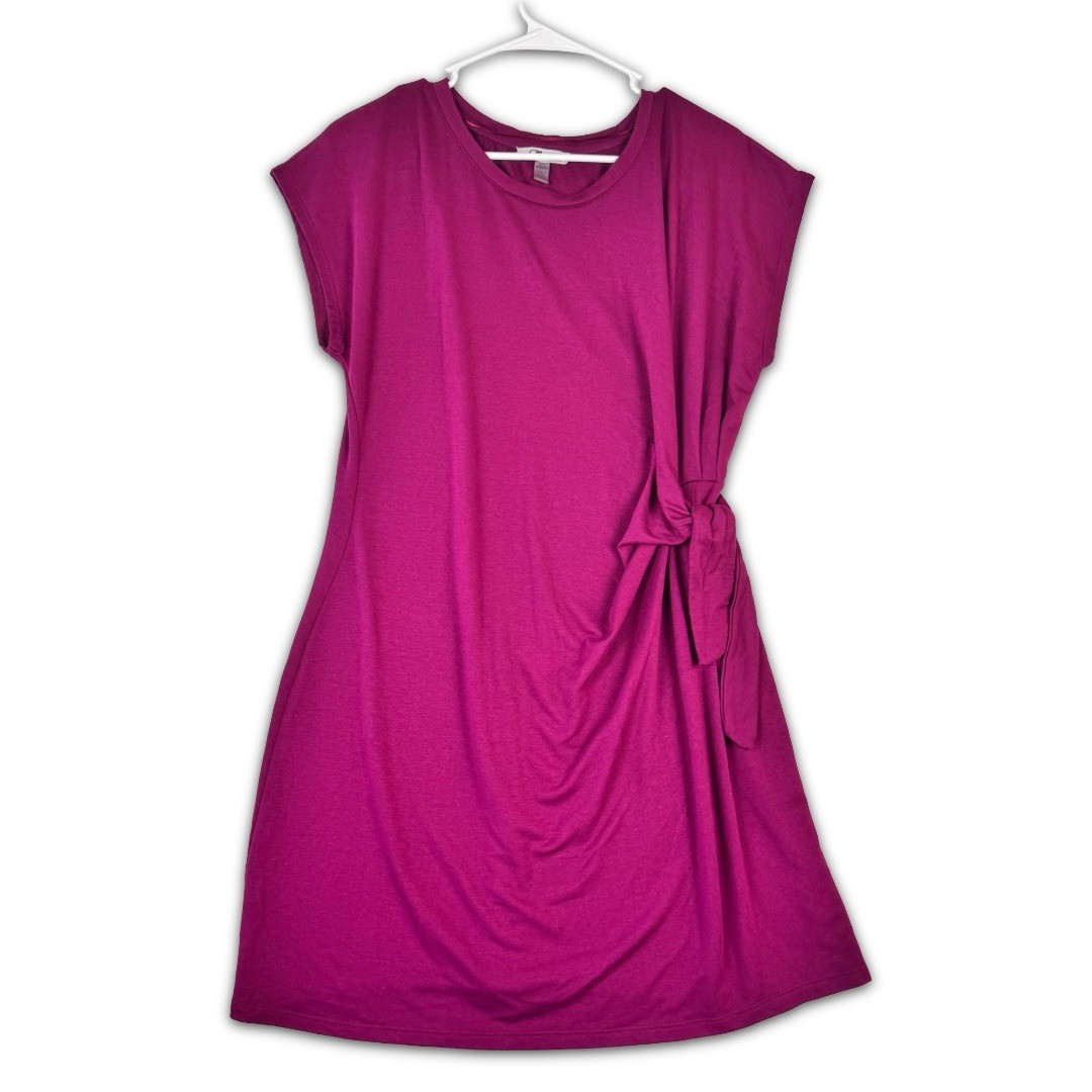 Cable & Gauge Sport Dress Womens XL Faux Wrap Side Tie Detail Stretch Cap Sleeve