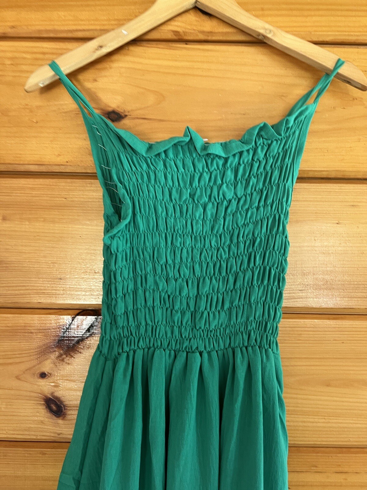 Womens Spaghetti Strap Smocked Tiered Long Beach Sun Dress Free Size S – L