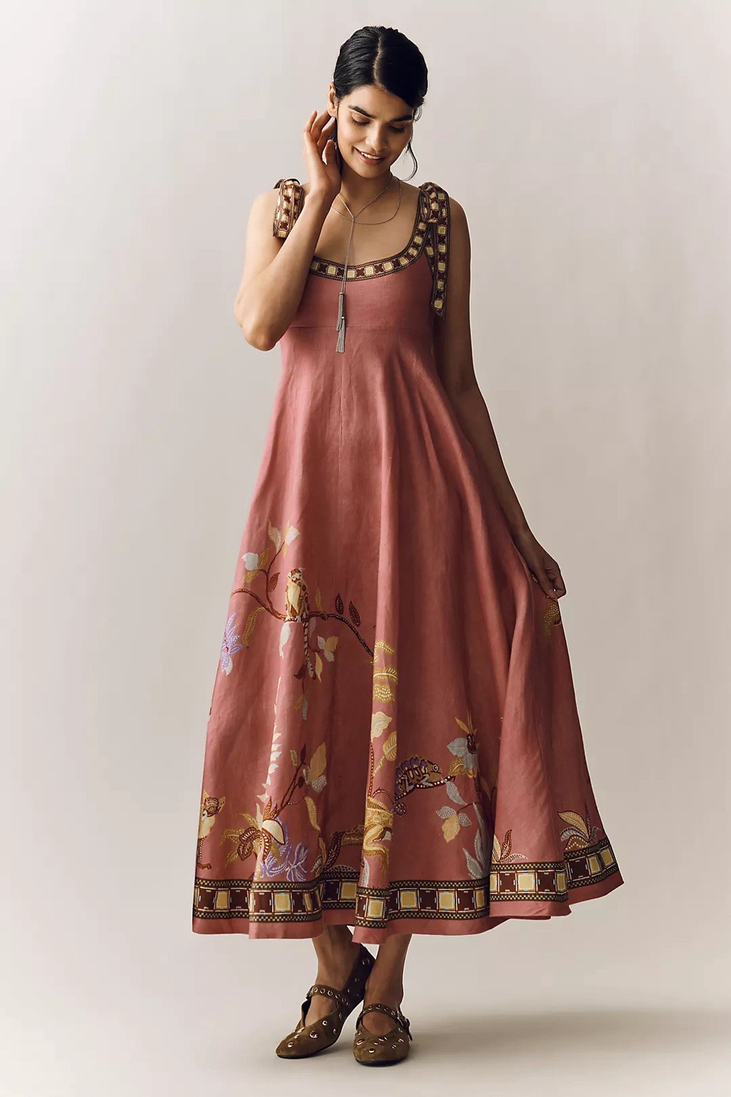Alemais Midi Sundress Zuri Linen Ballet $ 690 Size US 8 AU 12