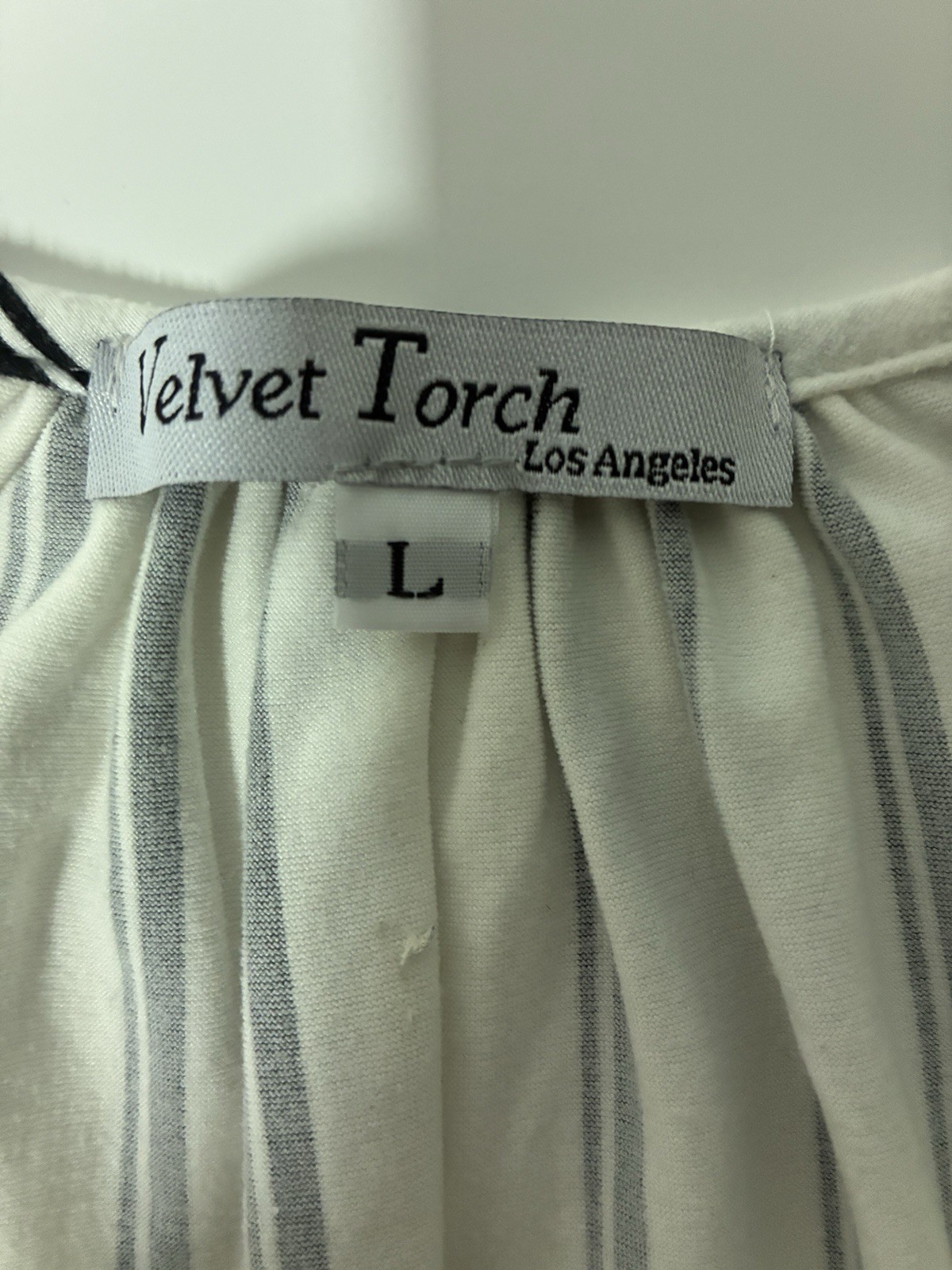 Velvet Torch Black & White Soft Striped V-Neck Empire Waist Maxi Dress Size L