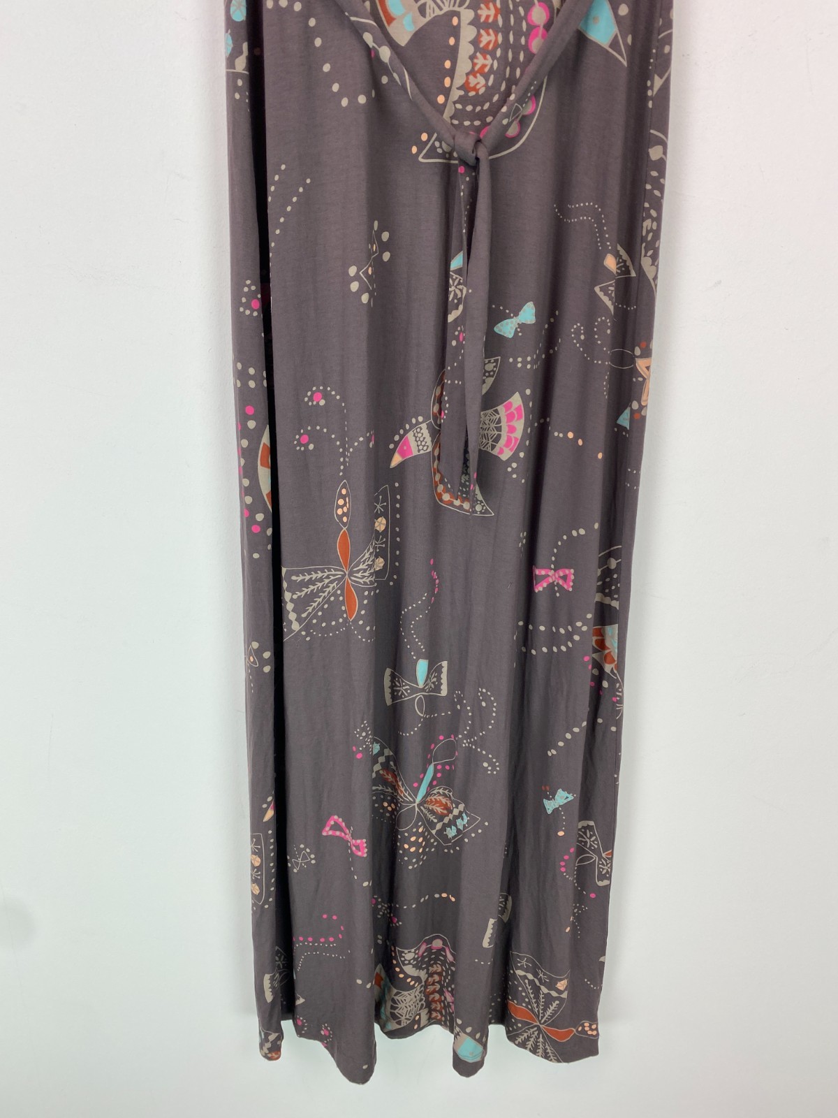 White Stuff Grey Abstract Maxi Dress Cap Sleeve Pullover UK 8