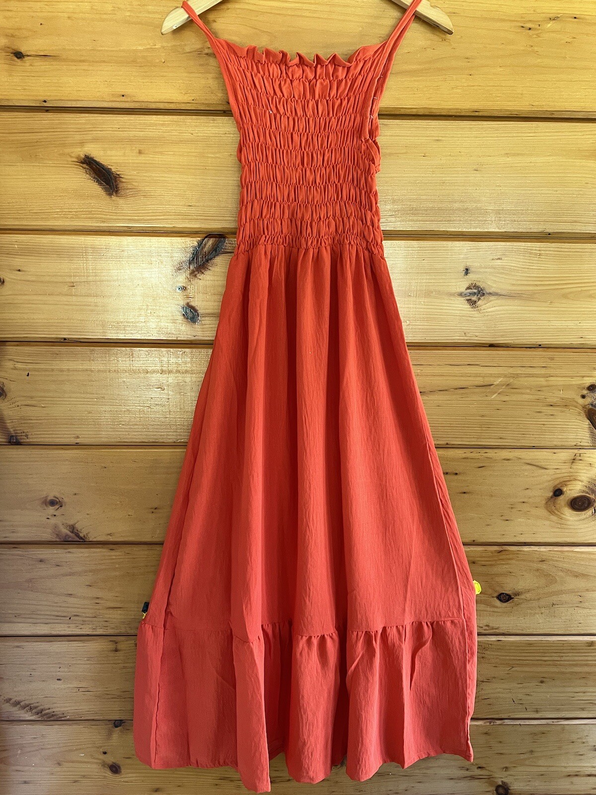 Womens Spaghetti Strap Smocked Tiered Long Beach Sun Dress Free Size S – L