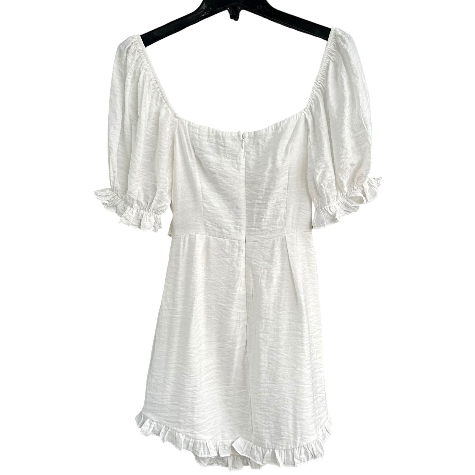 Hello Molly Silent Night White Tie Puff Sleeve Mini Dress Small US 4 Milkmaid