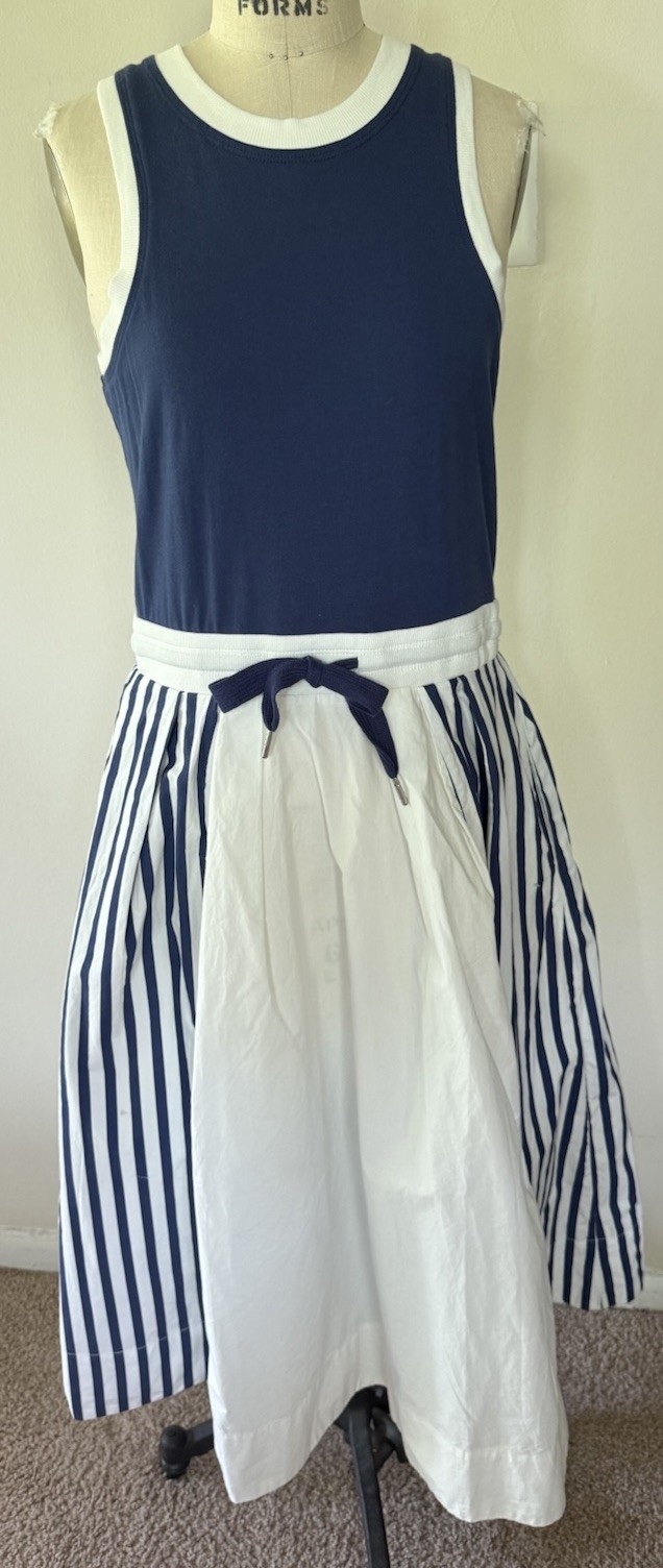 Daily Practice Anthropologie Cotton Stripe Drawstring Midi Dress Size M