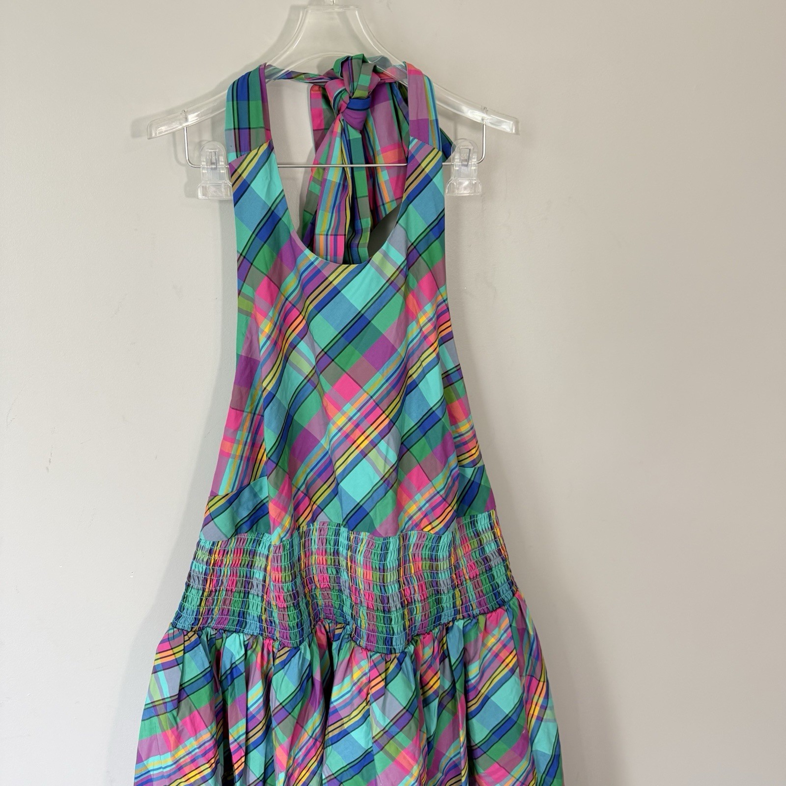 Christopher John Rogers Target Plaid Halter Dress Multicolor Smocked 16W/18W NEW