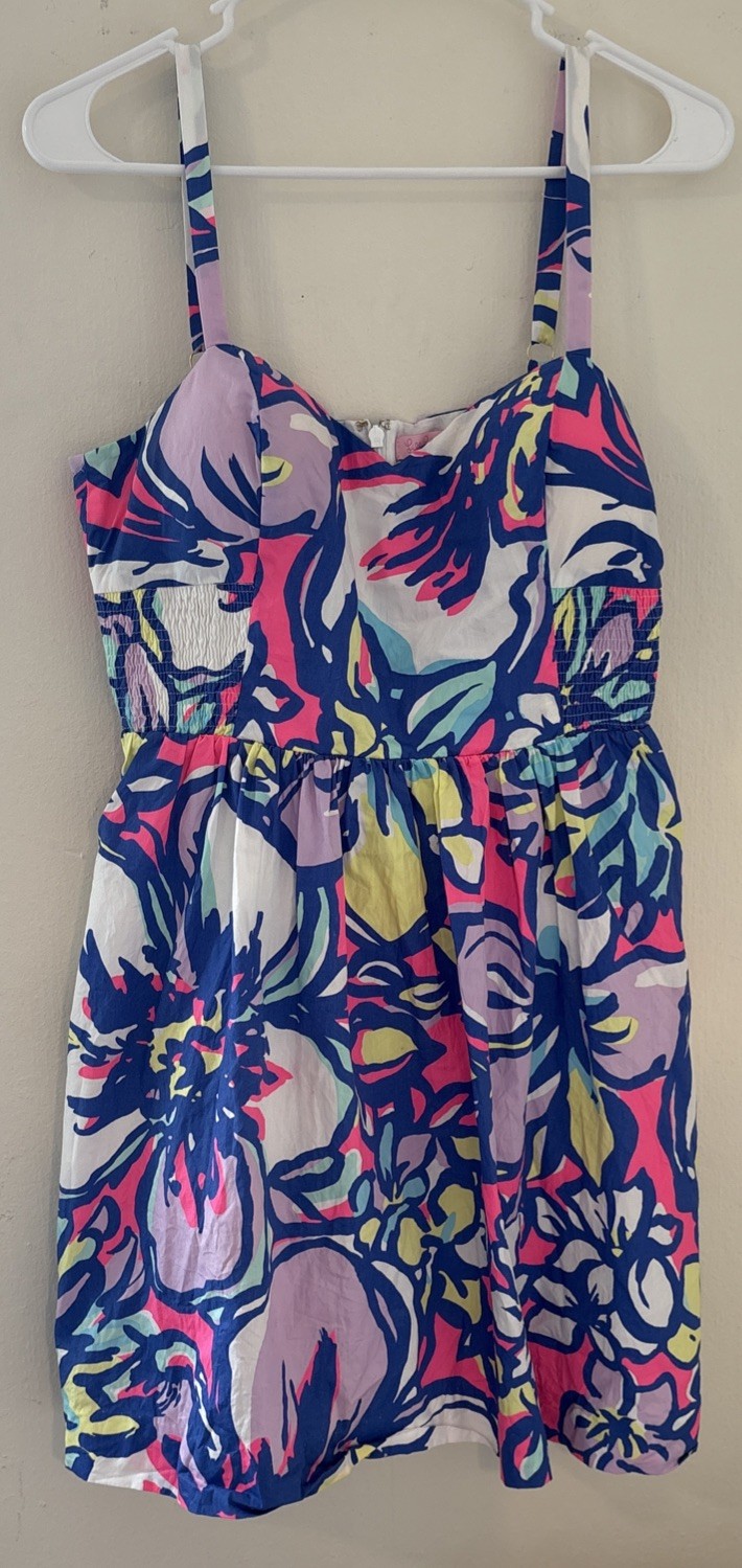Lilly Pulitzer Christine Dress Tropical Pink Catwalking Floral Preppy SIZE 10