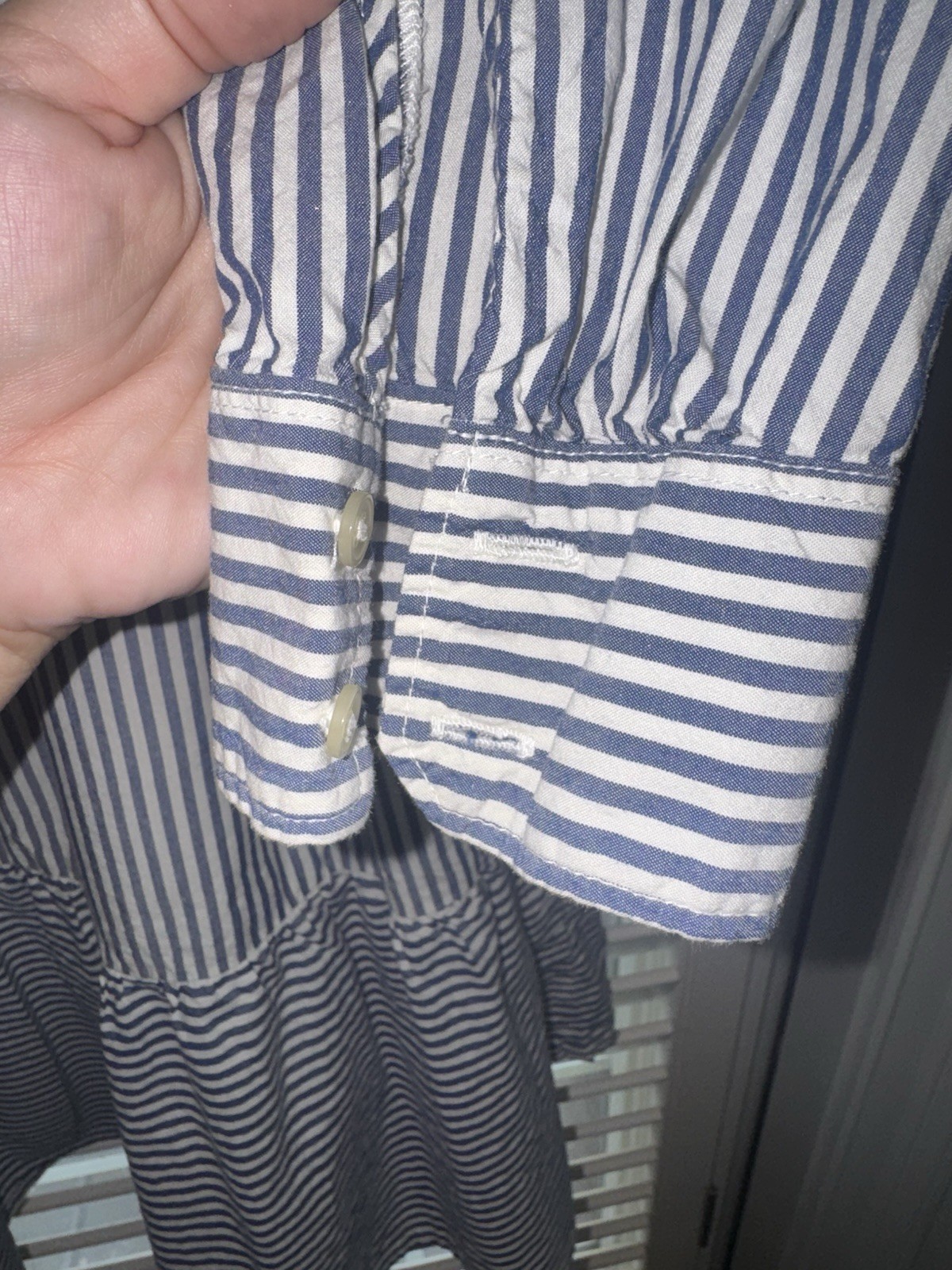 LOFT Small Blue White Stripe Button Long Sleeve Shirt DRESS w/ Belt Cotton Modal