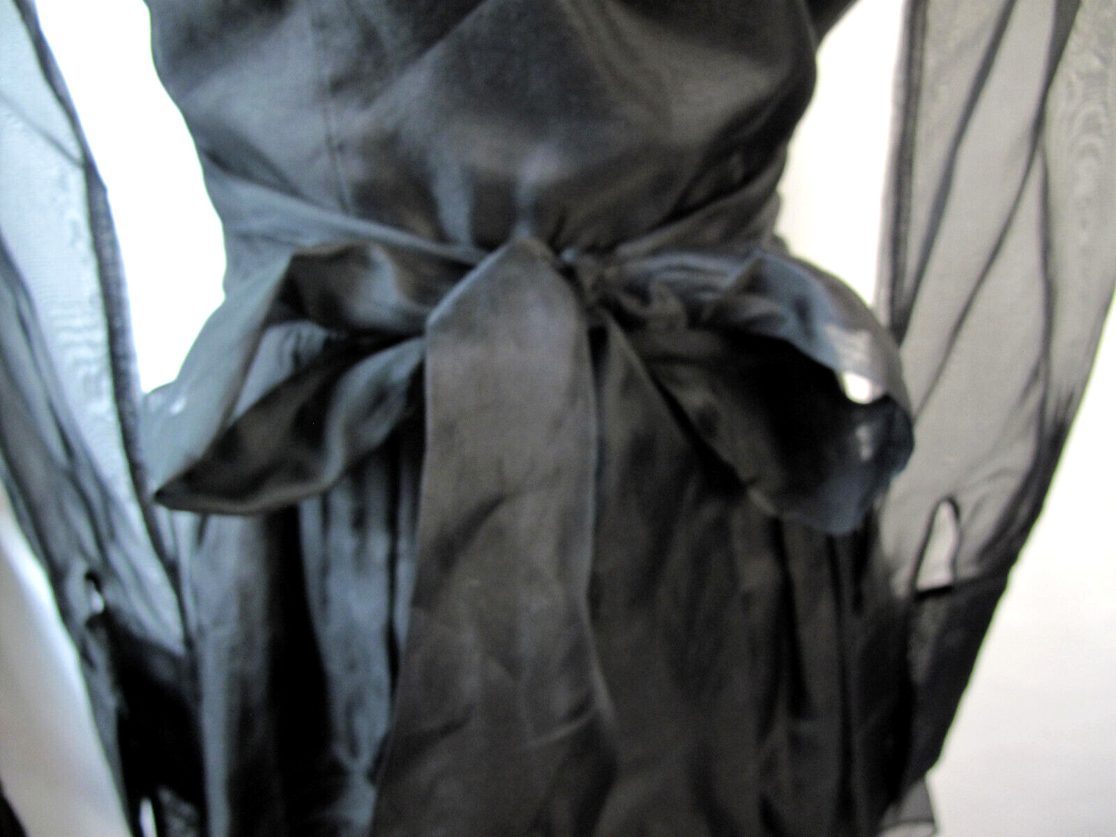 A.B.S Evening Collection Sheer Long Sleeve Wrap Around Top Black Sz 8 Silk Dress