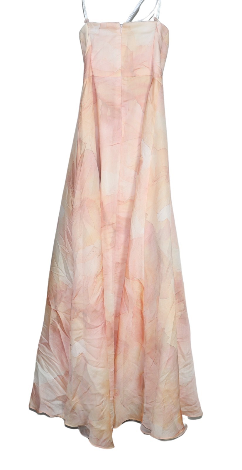 Donna Karan Size 8 Strapless Evening Gown Marbled Pattern Maxi Dress NWT Apricot