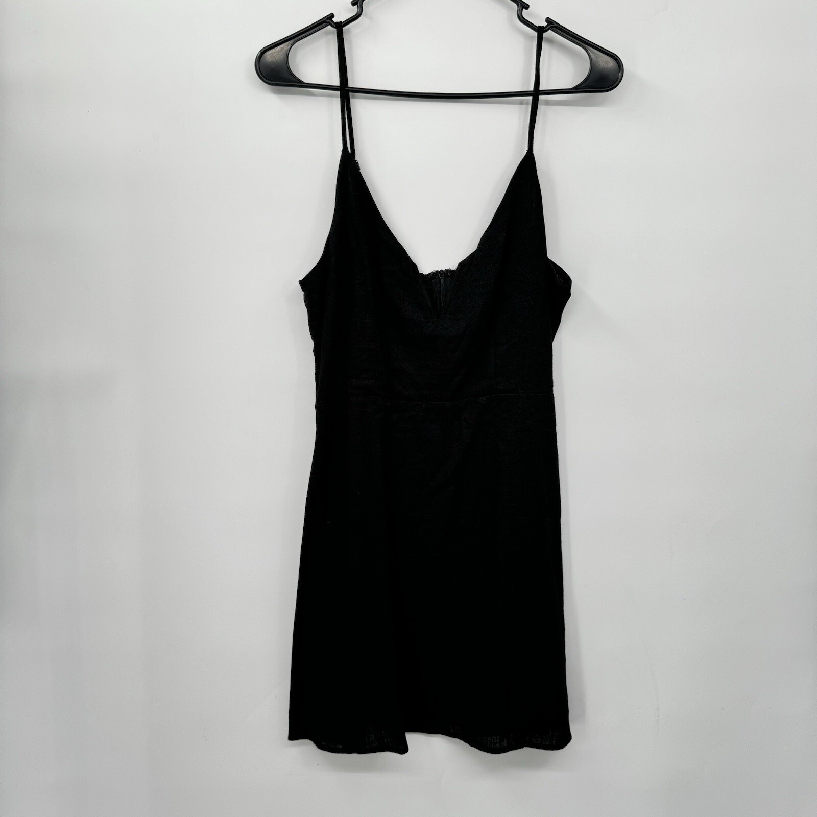Lottie Moss M Mini Dress Womens Black Cotton Linen Blend V-Neck DW180495