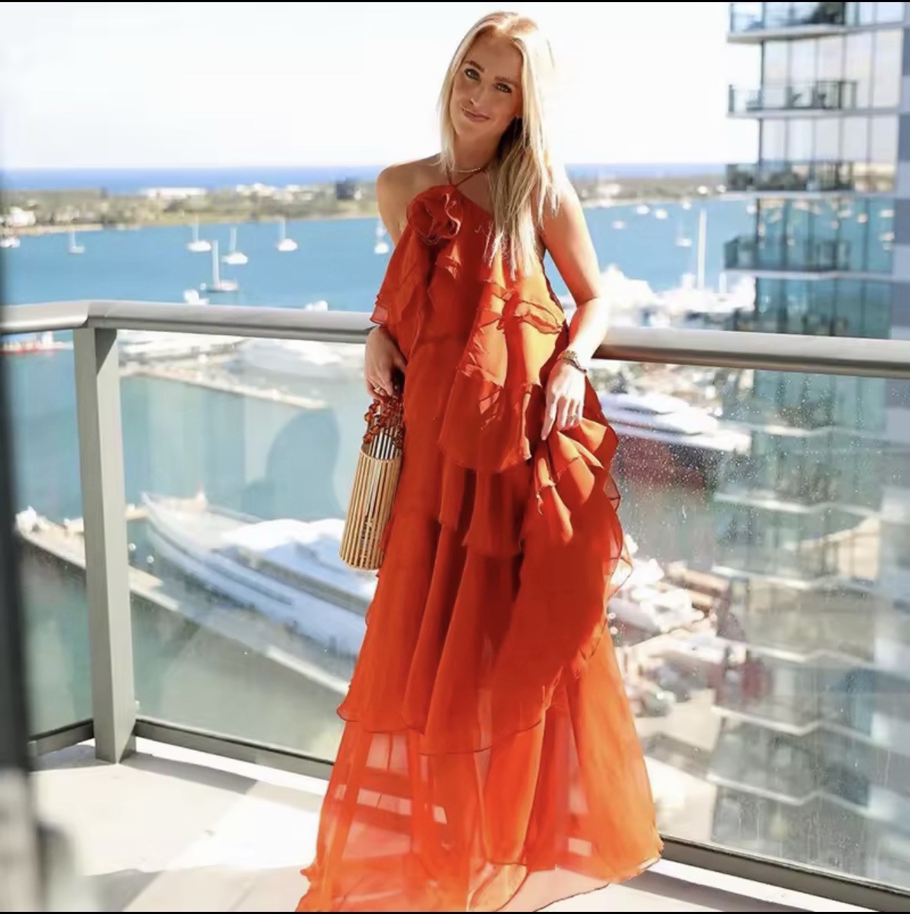 Fashion Sexy Spliced Ruffles Dress For Vacation & Occasions.