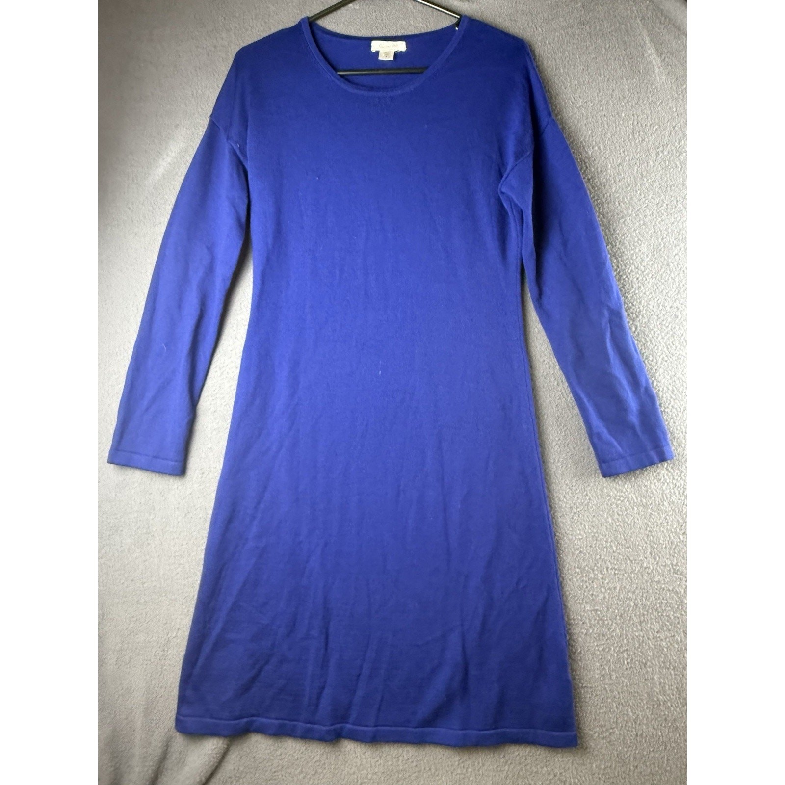 Garnet Hill 100% Merino Wool Blue Long Sleeve Sweater Dress Size S EUC