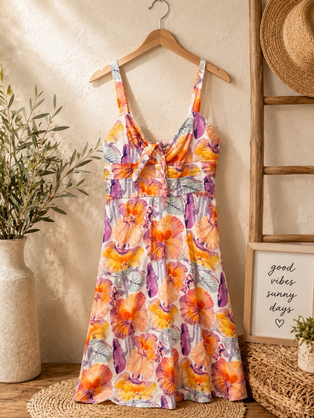 Cecilia Pettersson Anthropologie Floral Tie Front Dress Women US 8 Cotton