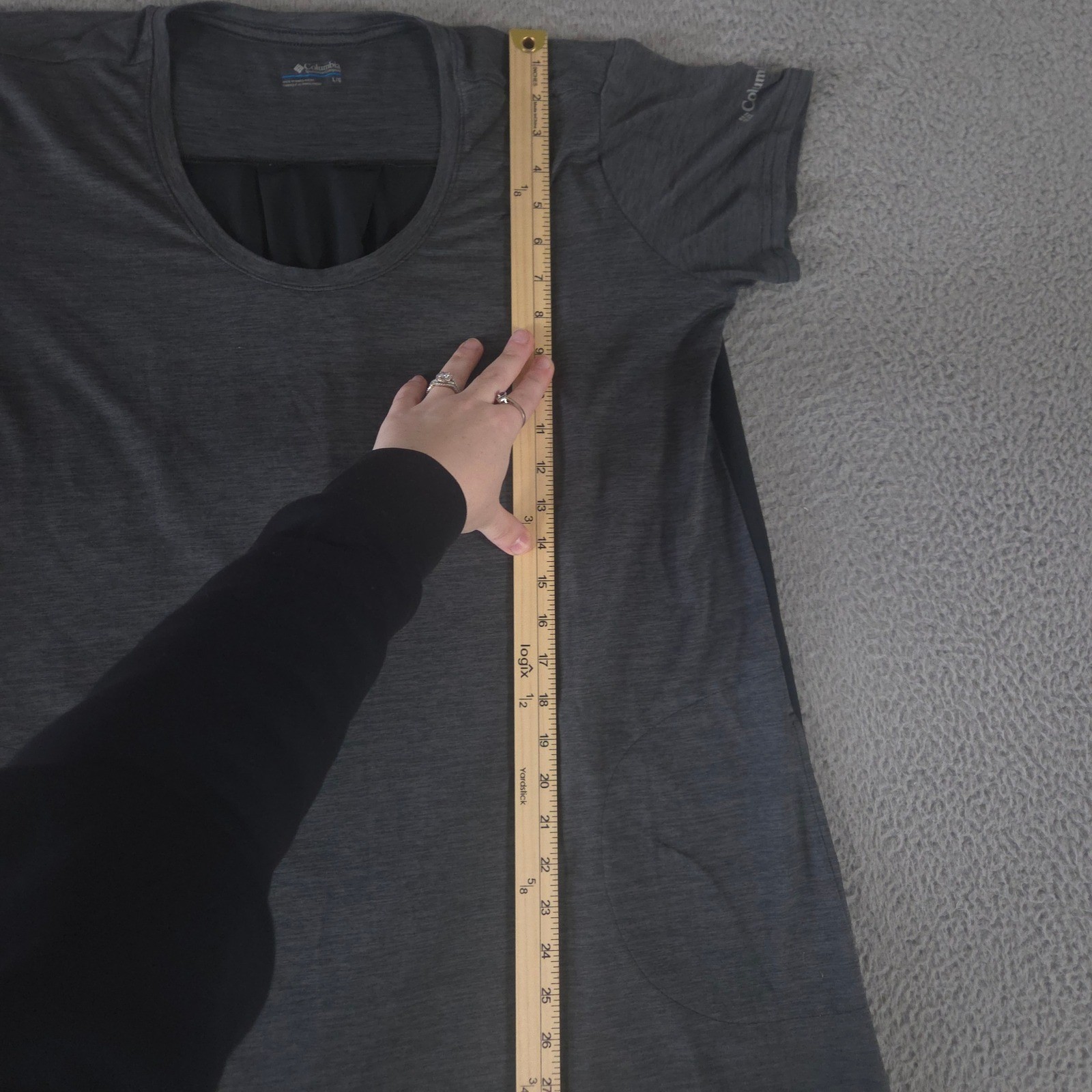 Columbia Dress Womens Large Gray Hazel Springs Heathered Short Sleeve Pockets