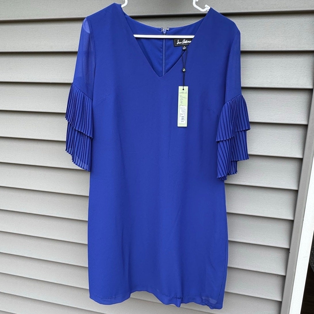 *SALE* NWT Sam Edelman size 6 Pleated Sleeve Shift Cocktail Dress Cobalt Blue